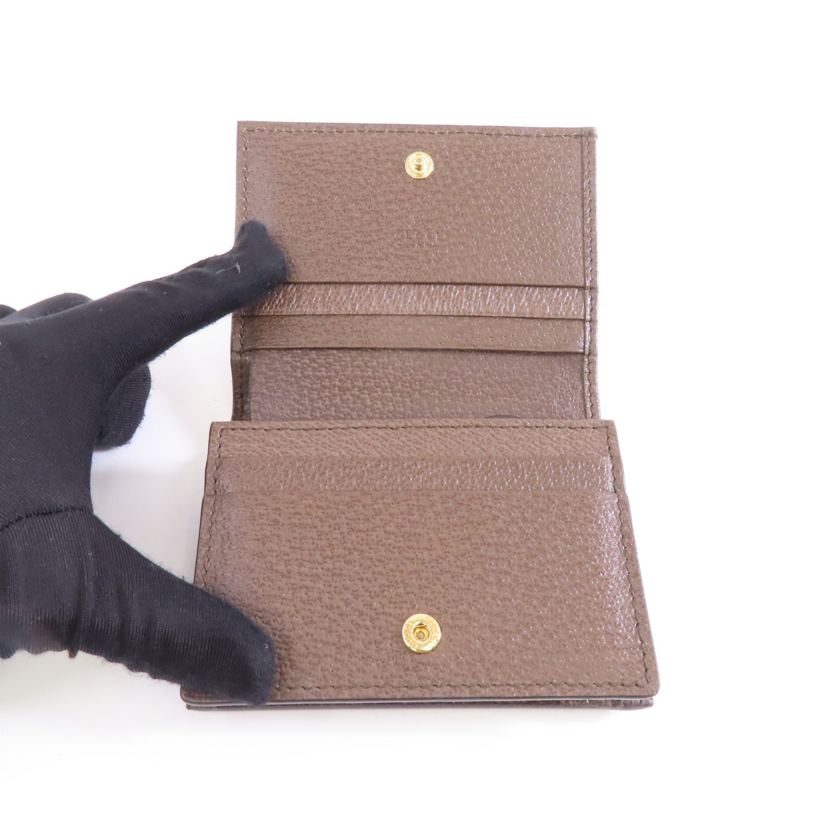 GUCCI 塗層帆布Ophidia Case Wallet金扣錢包棕色