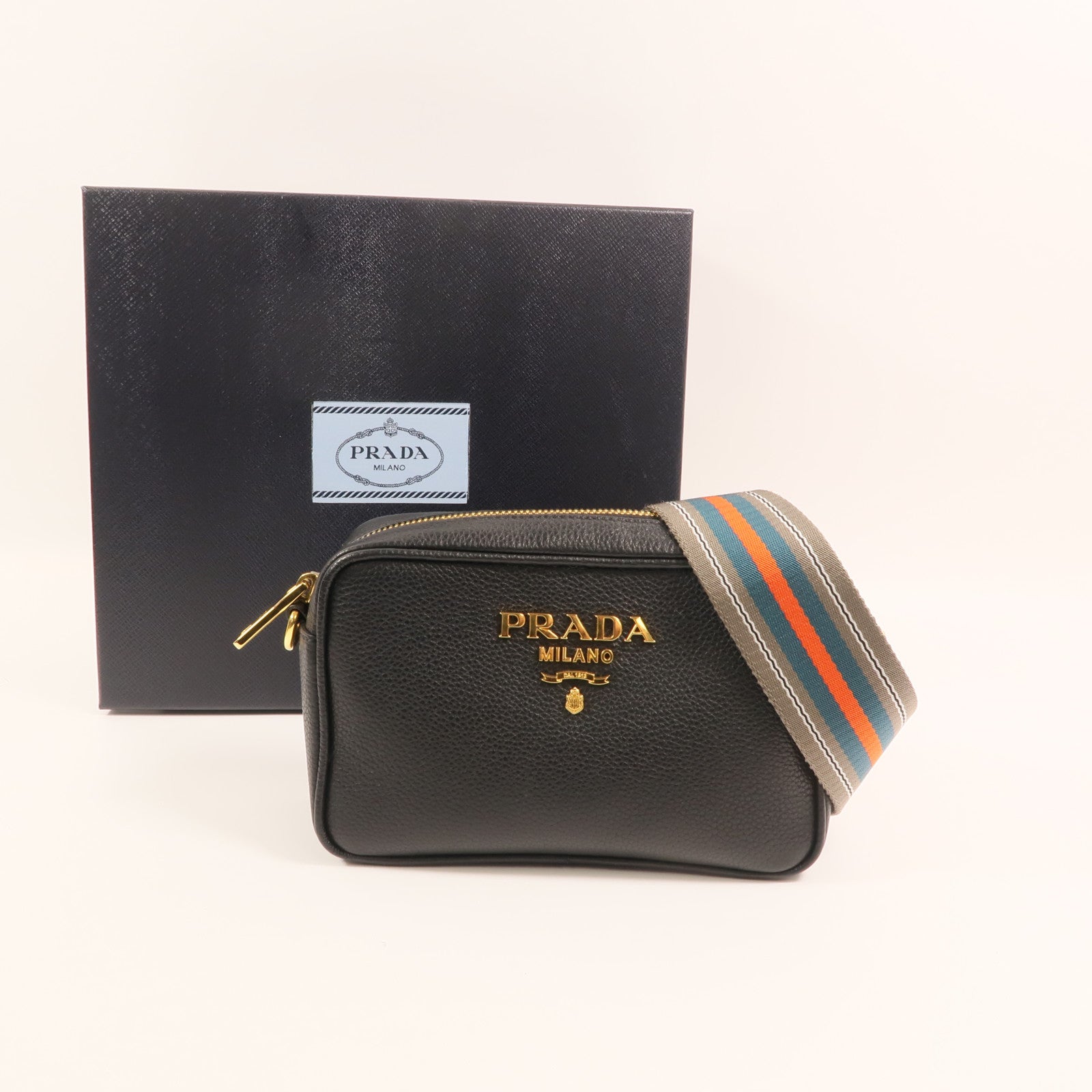 PRADA 牛皮皮革Camera Bag金扣肩背袋