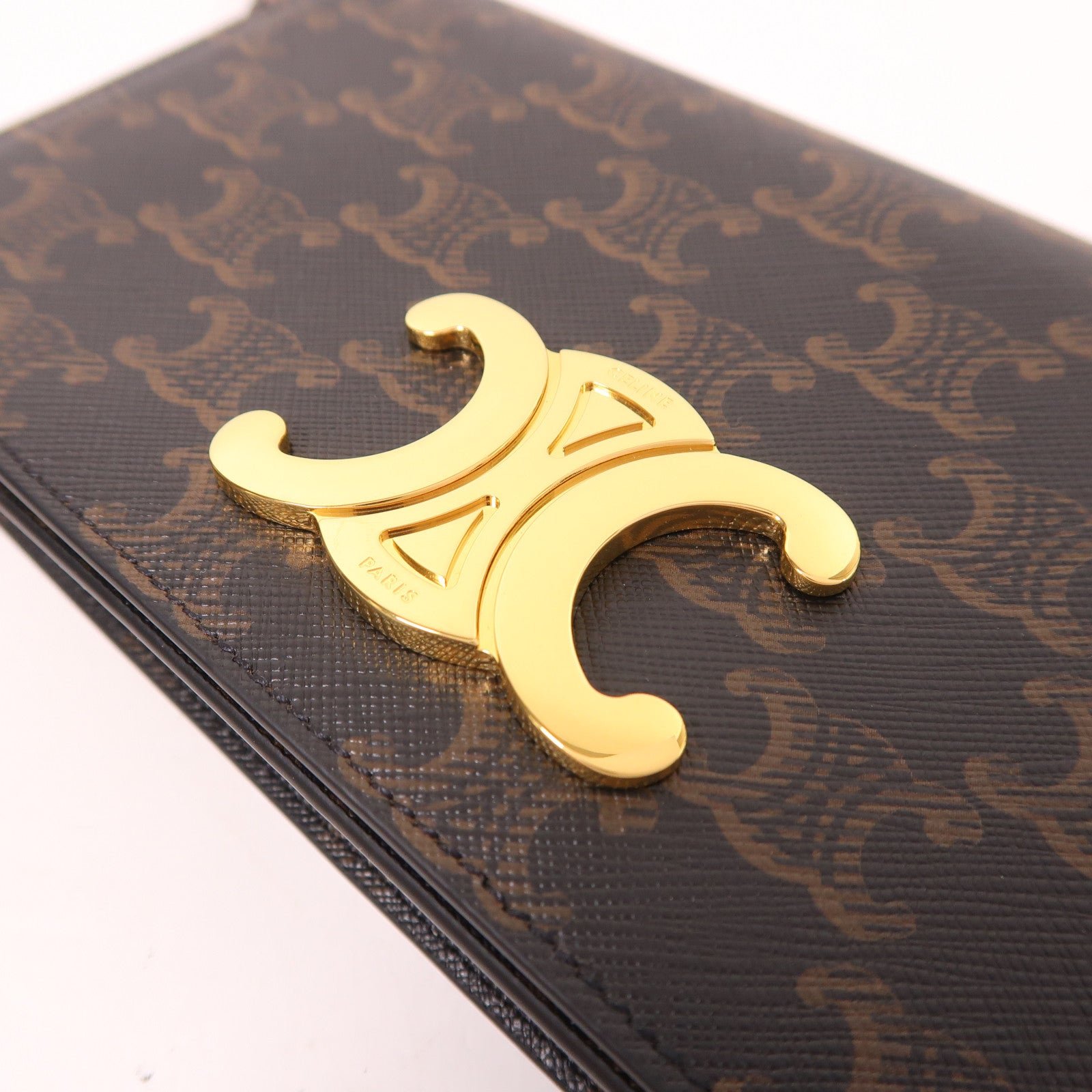CELINE 塗層帆布Triomphe Mulipochette金扣肩背袋