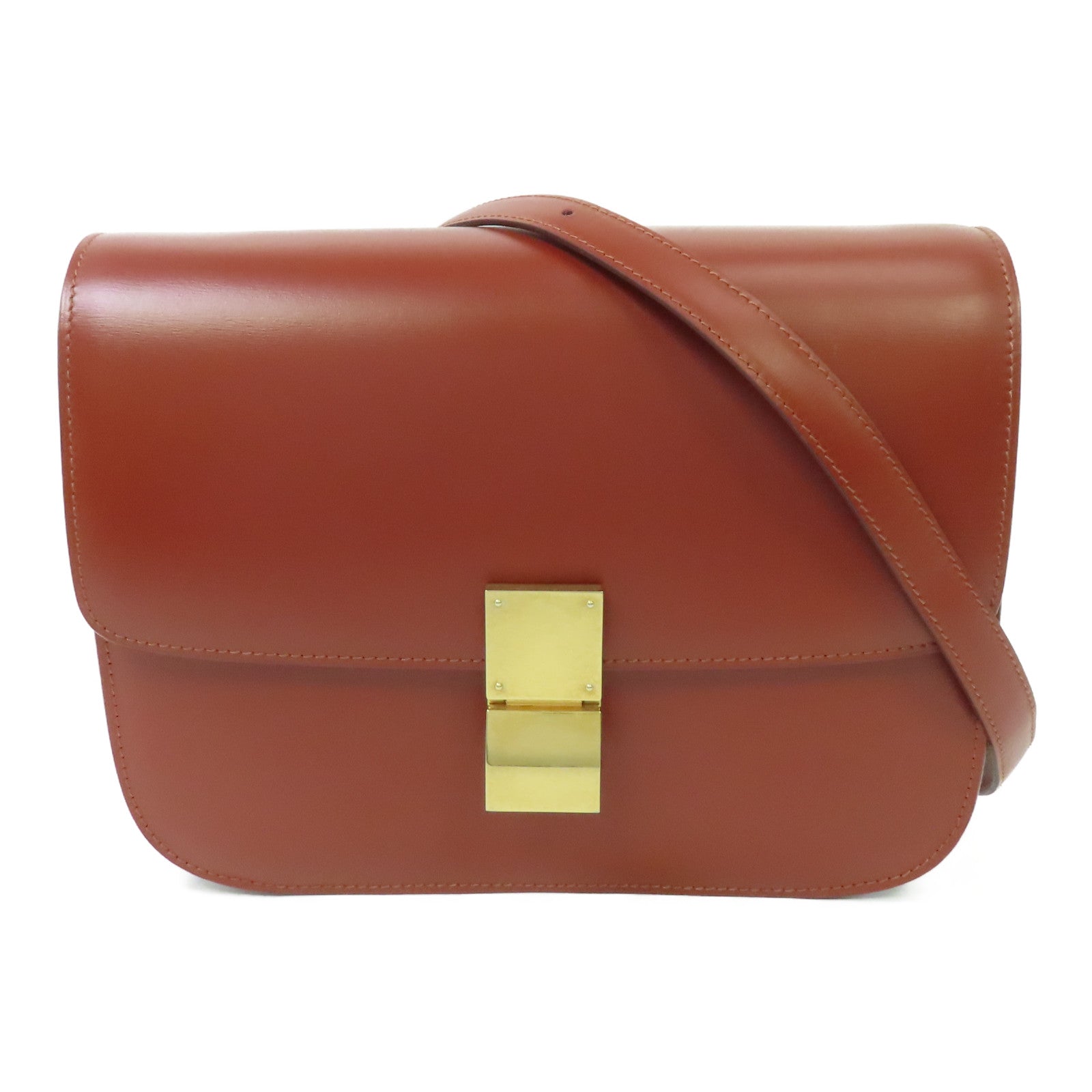 CELINE 【激減優惠】牛皮皮革Classic Box金扣肩背袋紅色