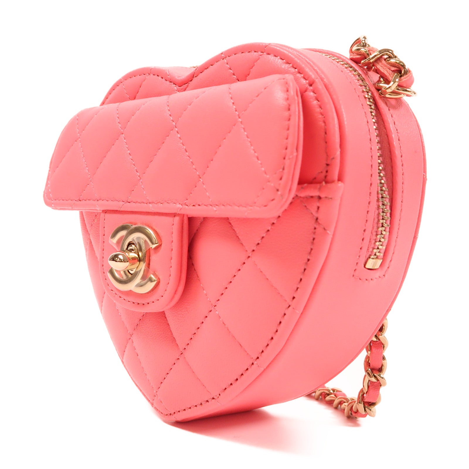 CHANEL 牛皮皮革Chain Shoulder金扣鏈帶肩背袋