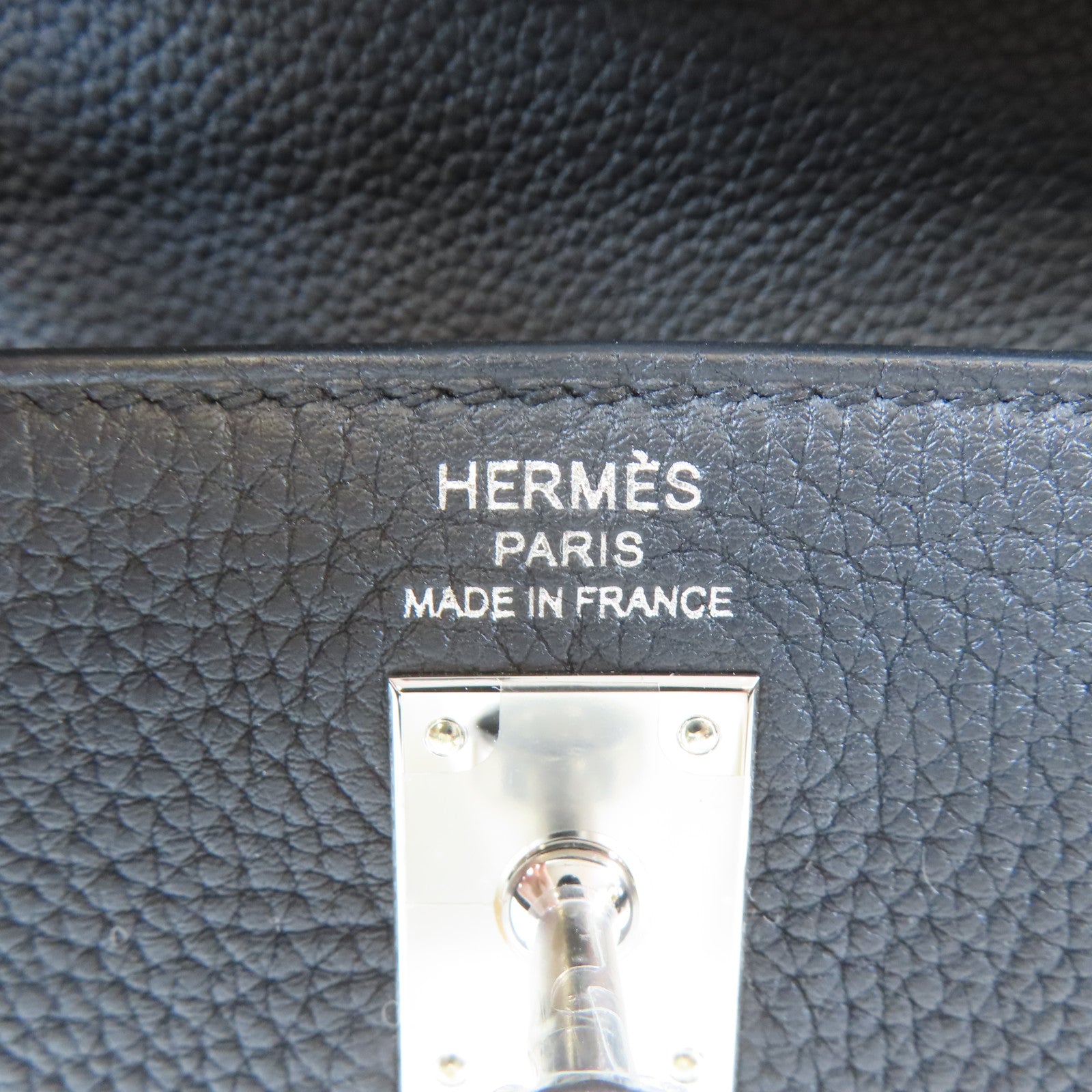 HERMES Togo皮革Kelly 25銀扣手挽肩背兩用袋Noir/黑色