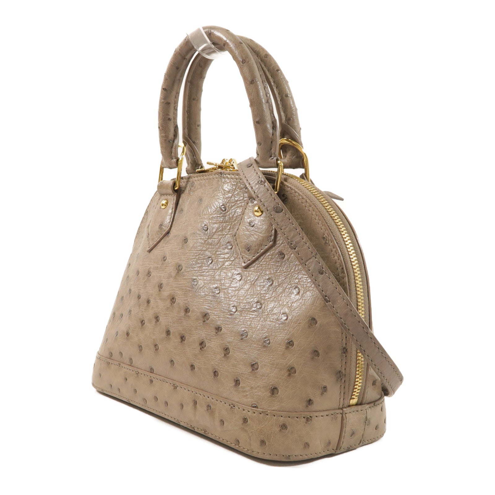 LOUIS VUITTON 鴕鳥皮革Alma BB金扣手挽肩背兩用袋