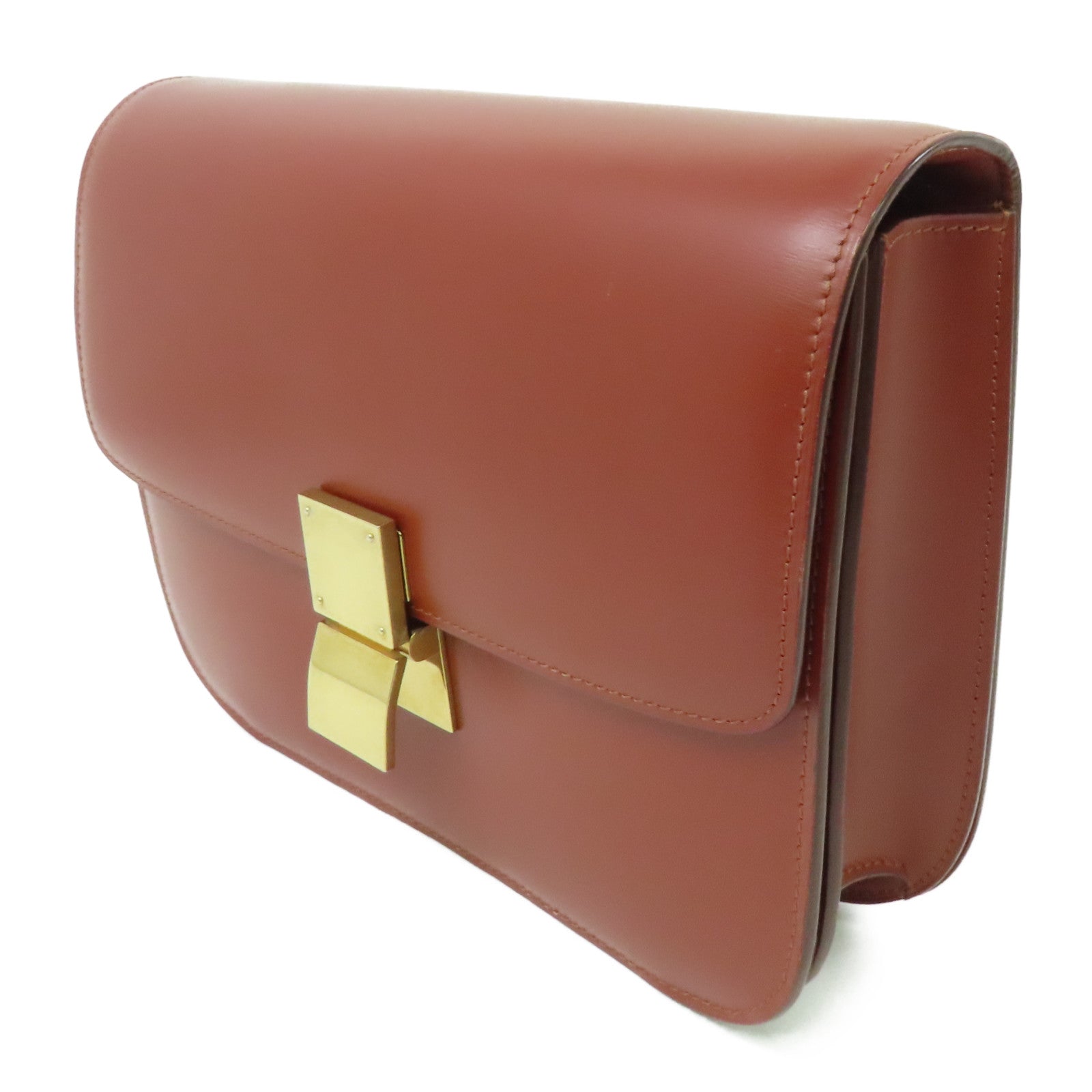 CELINE 【激減優惠】牛皮皮革Classic Box金扣肩背袋紅色