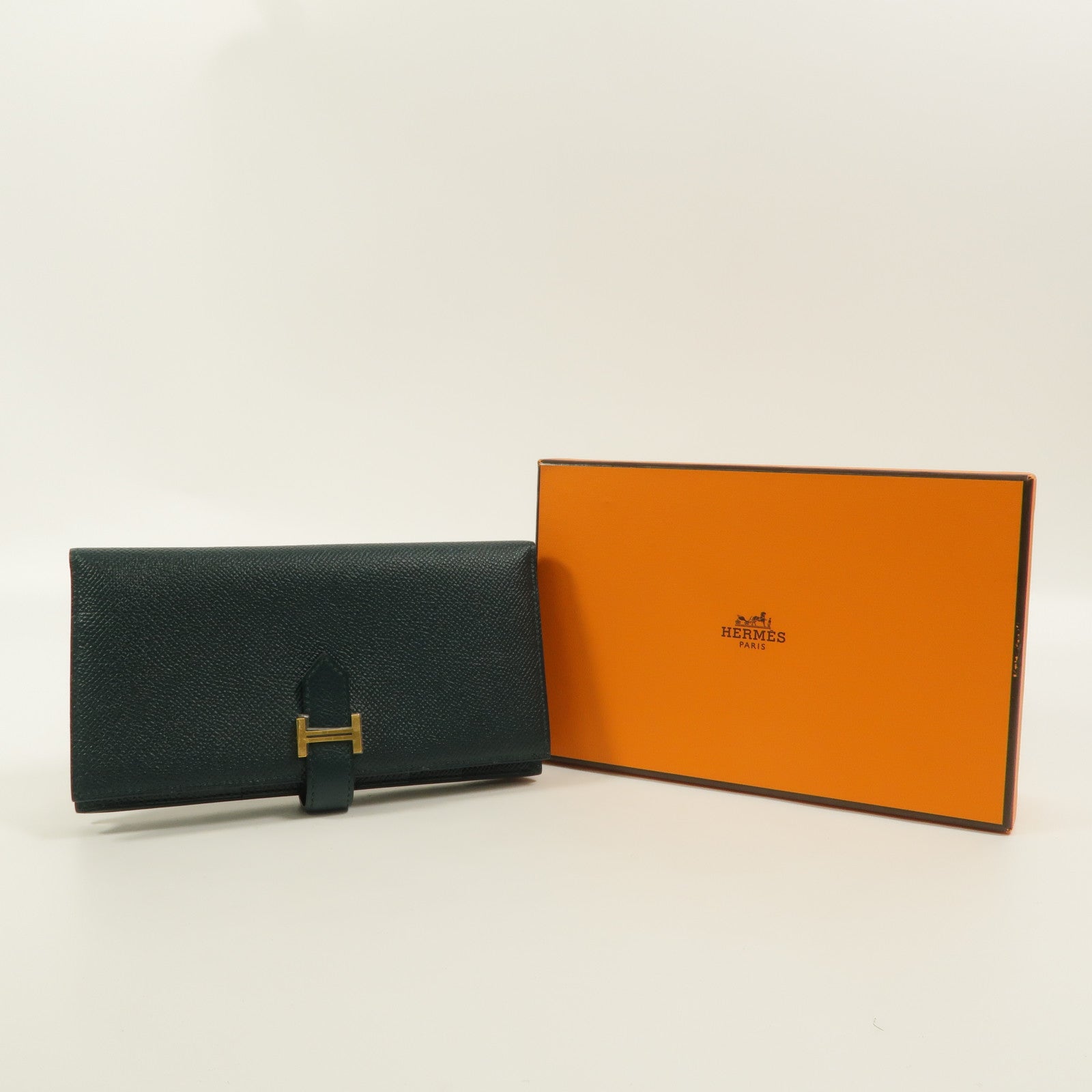 HERMES Epsom皮革Bearn Long Wallet長錢包Vert Cypres