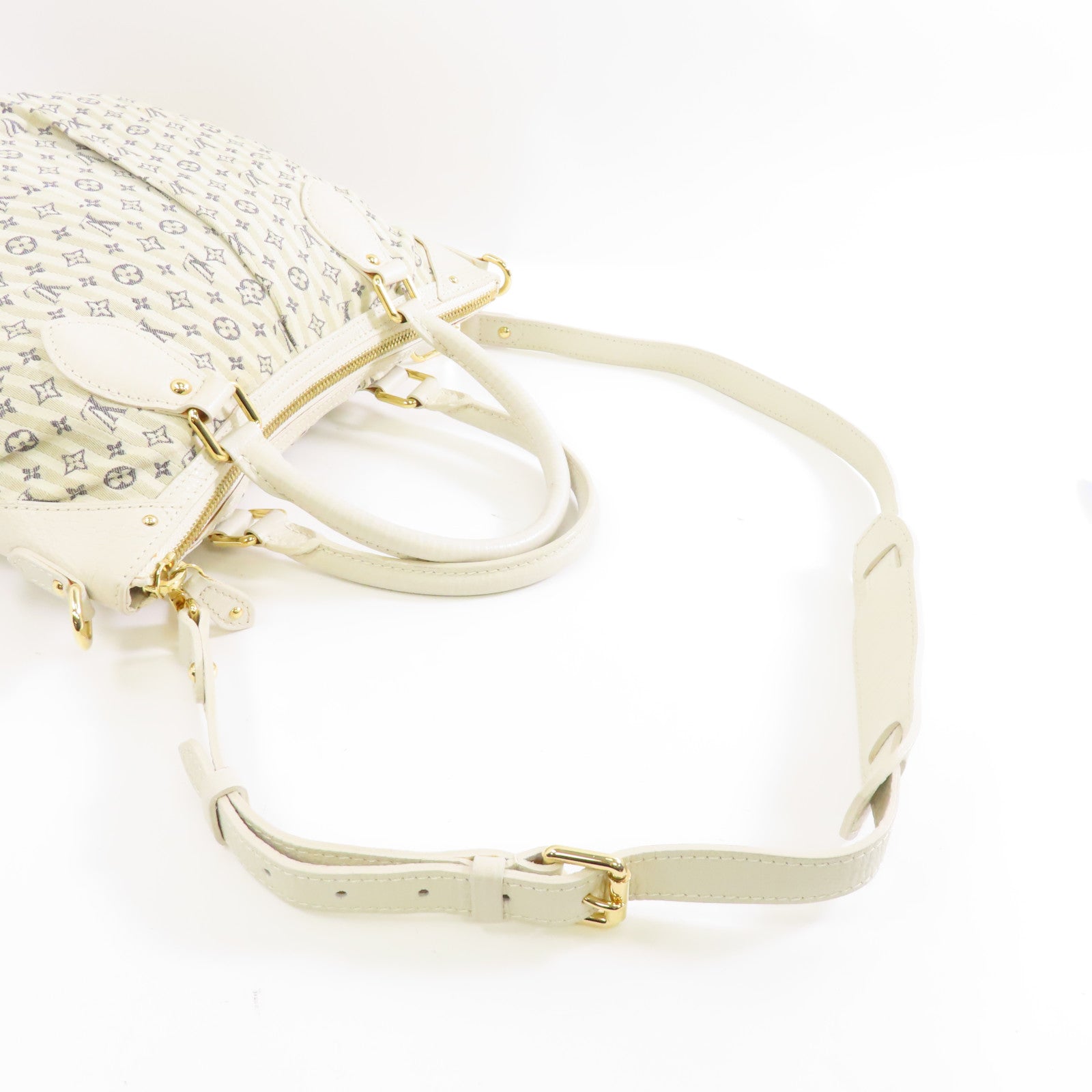 LOUIS VUITTON 【激減優惠】Monogram Mini Lin Croisette Marina GM金扣手挽肩背兩用袋白色