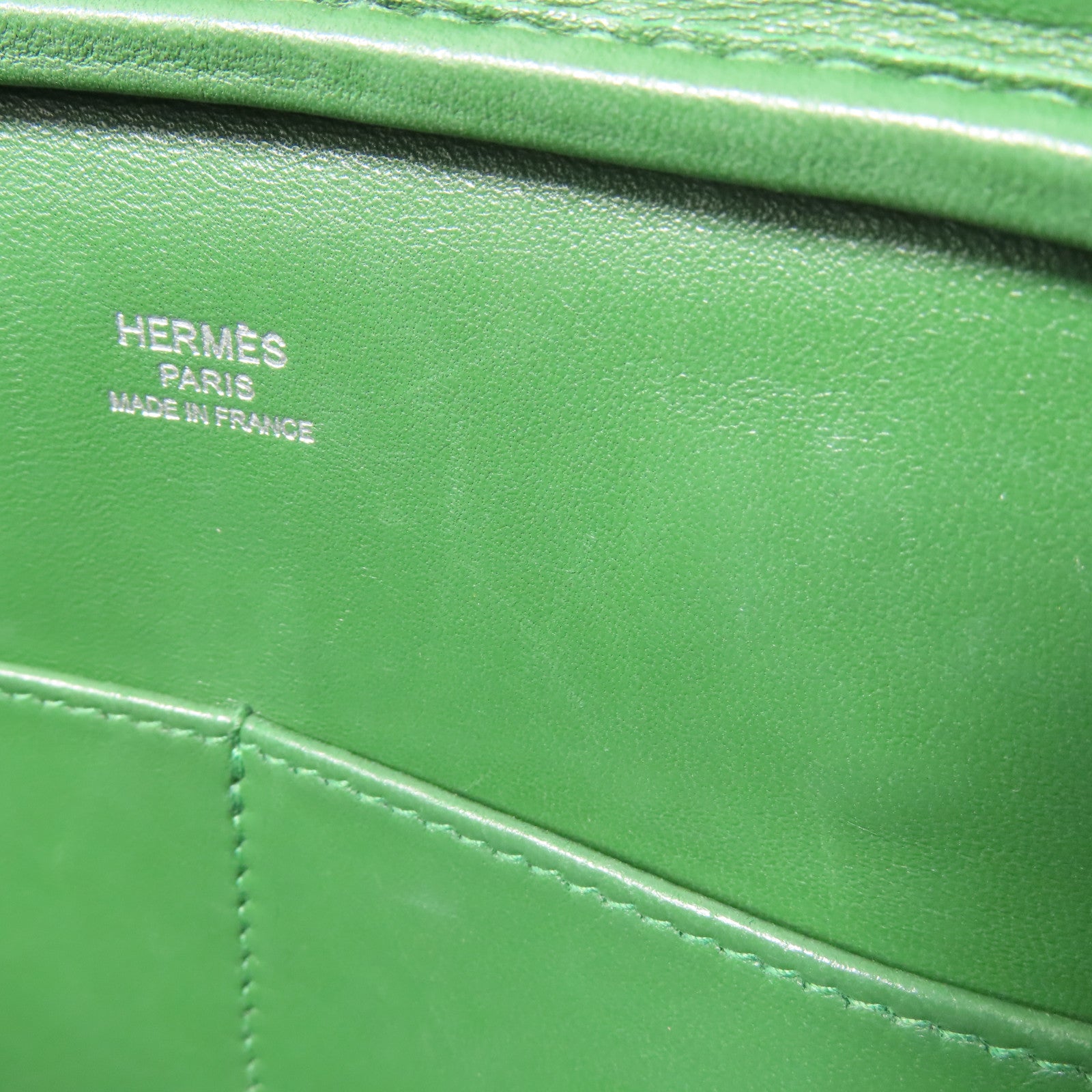 HERMES Epsom皮革Plume 28銀扣手挽袋Vert Bengale Emerald