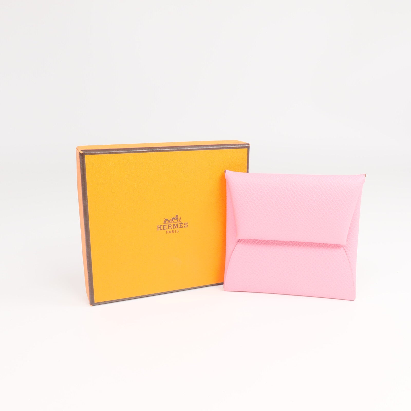 HERMES 【激減優惠】Epsom皮革Bastia銀扣零錢包Rose Azalee