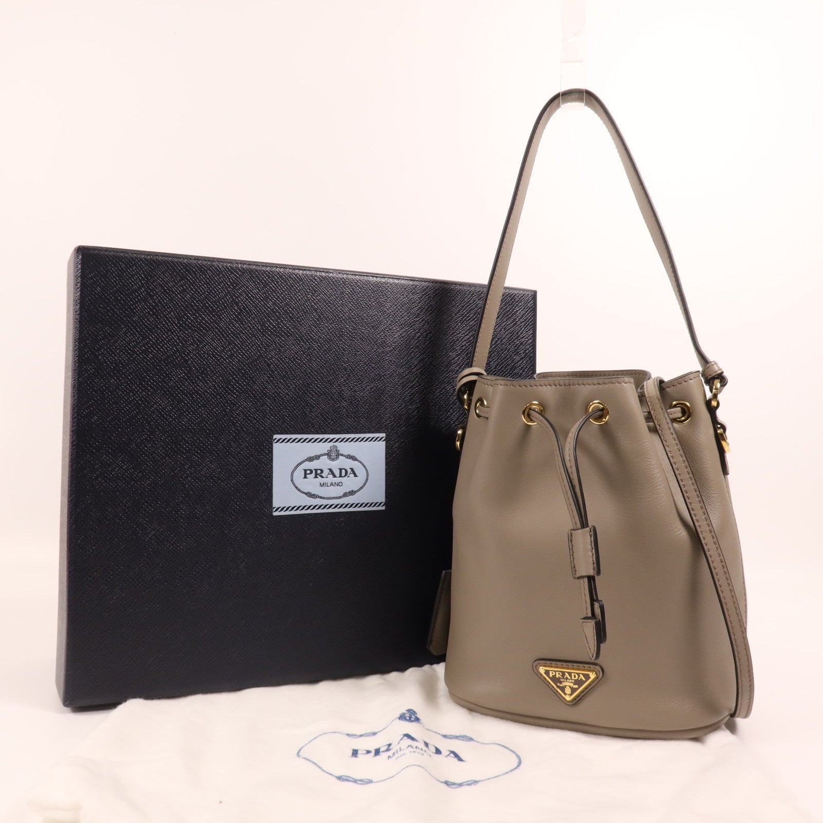 PRADA 羊皮皮革Shoulder Bag金扣手挽肩背兩用袋