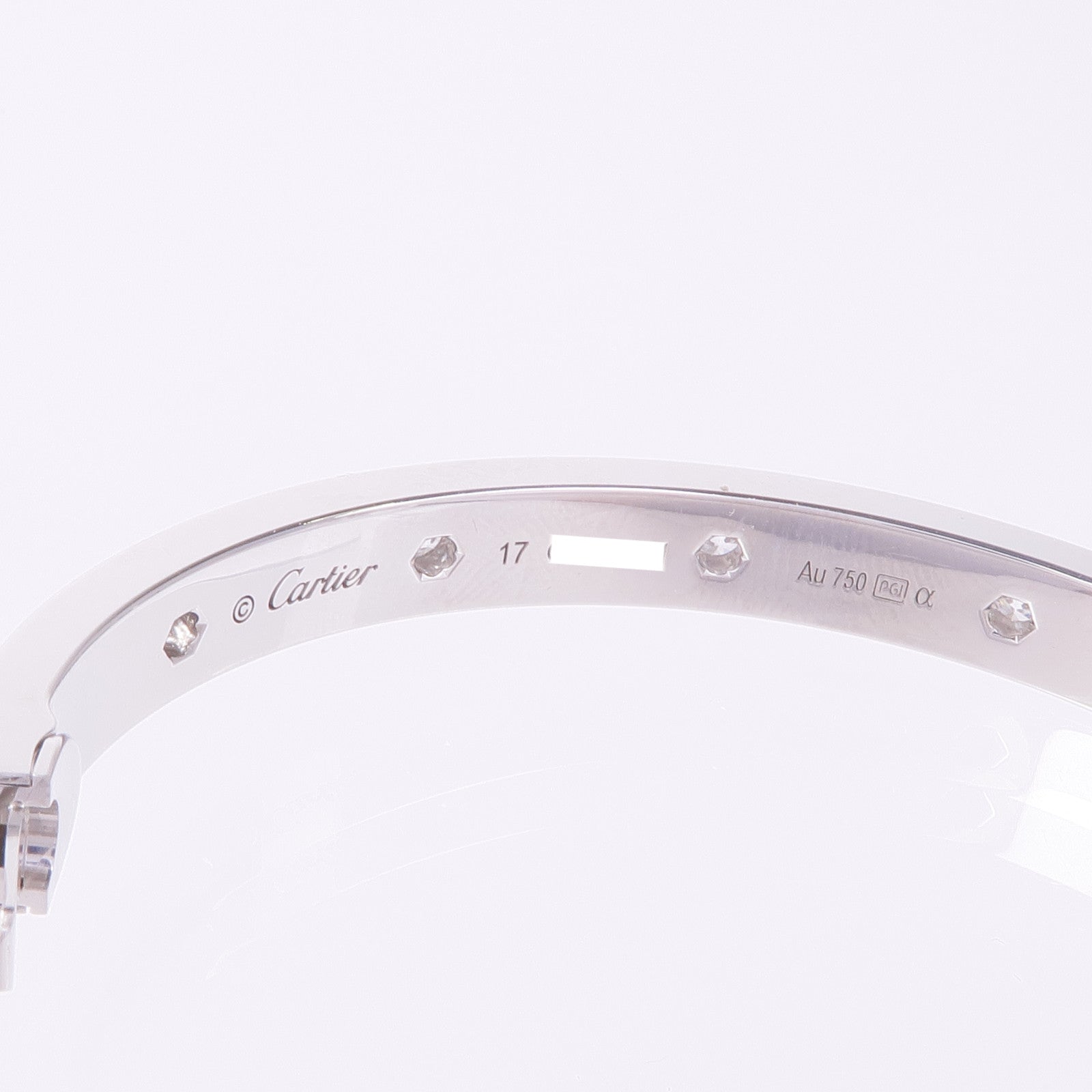 CARTIER 18K白金Love Bangle Full Dia鑽石手鐲