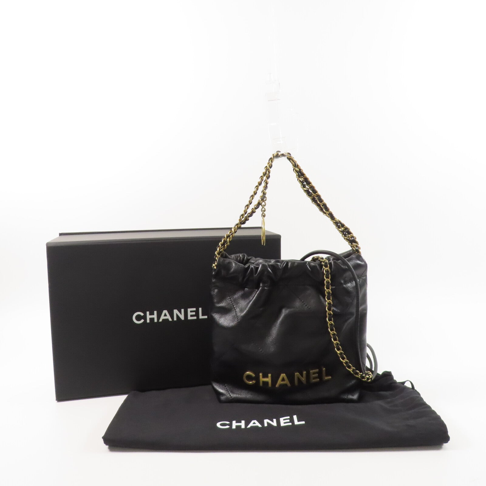 CHANEL 牛皮皮革Chanel 22 Mini鏈帶手挽肩背兩用袋