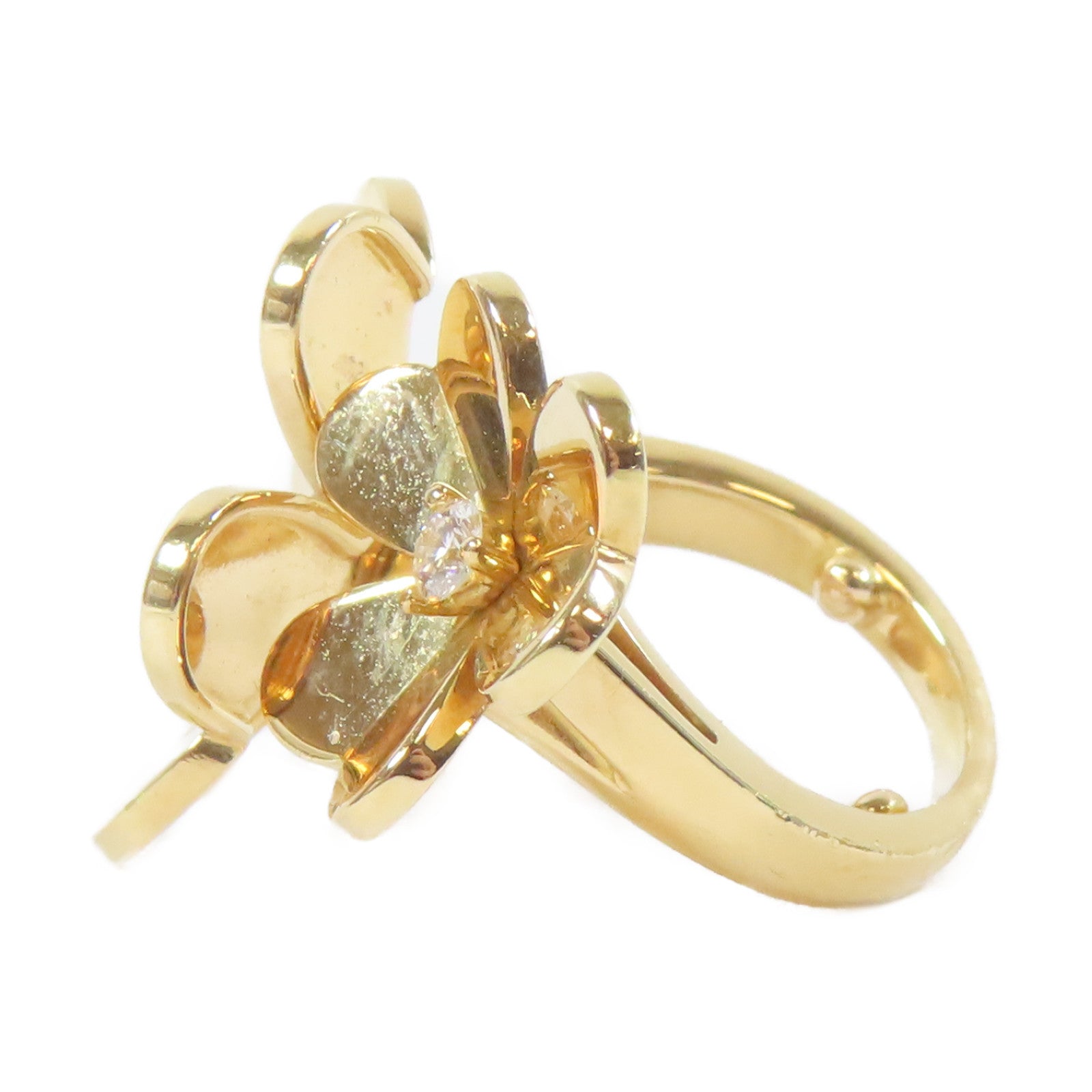 Van Cleef & Arpels 18K黃金Frivole 2 Flowers Ring戒指US#3.5/Van Cleef & Arpels#50