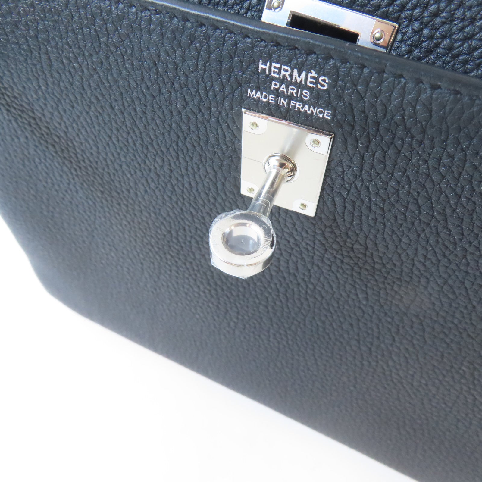 HERMES Togo皮革Kelly 25銀扣手挽肩背兩用袋Noir/黑色