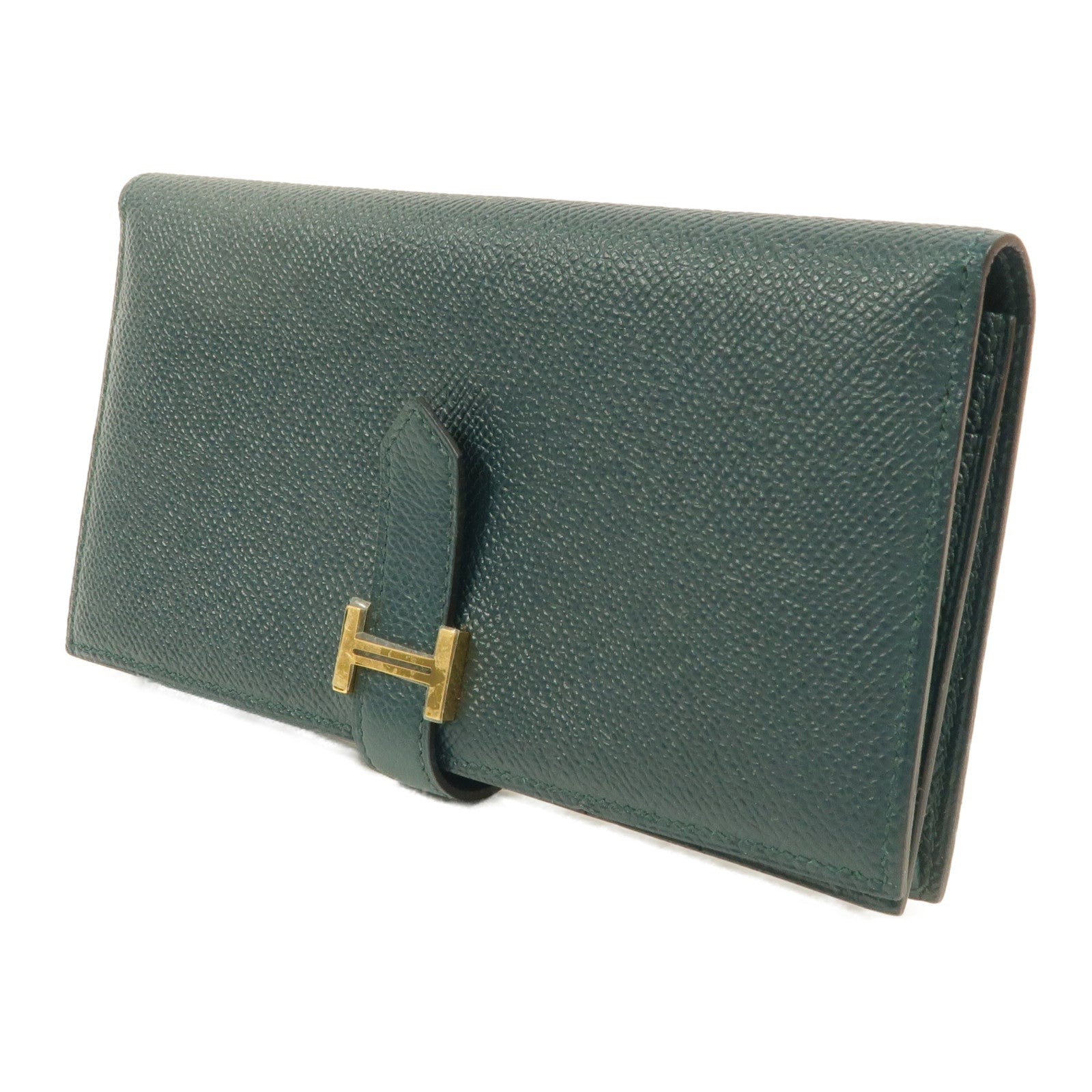 HERMES Epsom皮革Bearn Long Wallet長錢包Vert Cypres