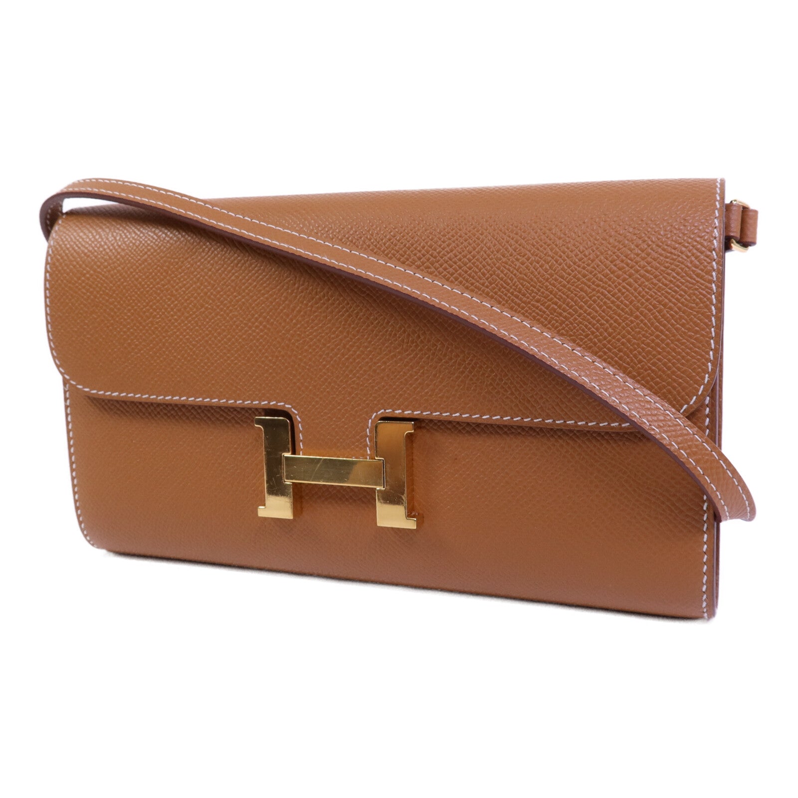HERMES Epsom皮革Constance To Go金扣肩背袋Gold