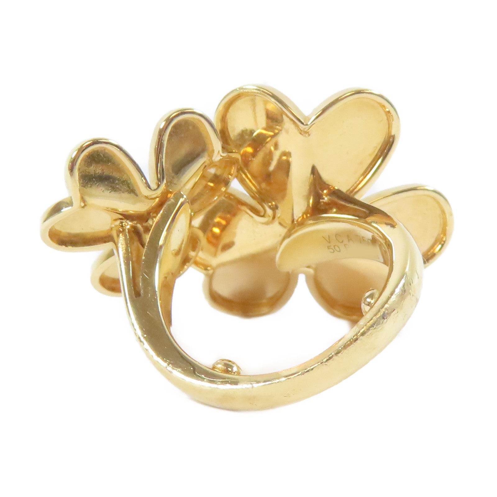 Van Cleef & Arpels 18K黃金Frivole 2 Flowers Ring戒指US#3.5/Van Cleef & Arpels#50