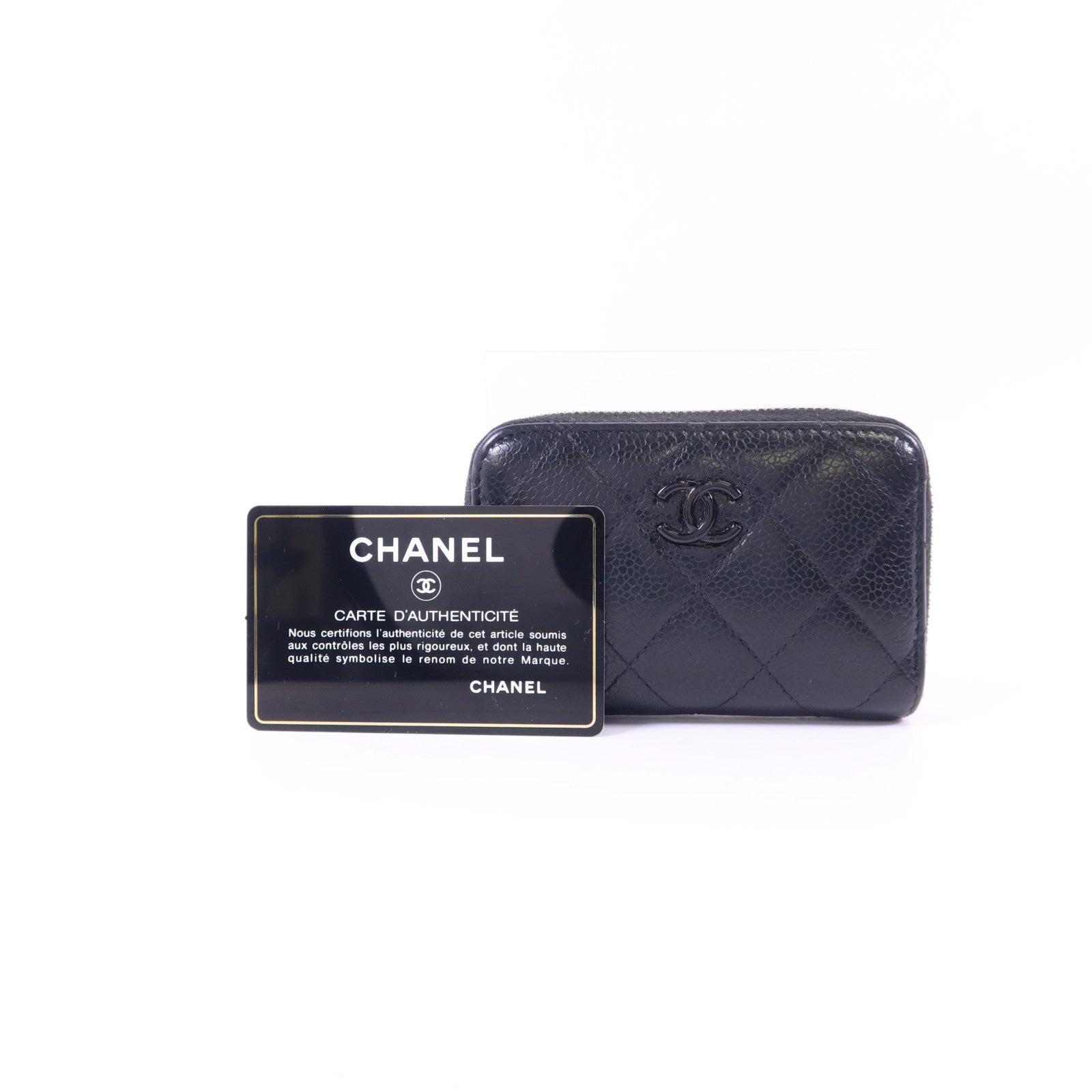 CHANEL 牛皮皮革Card Case銀扣卡片套