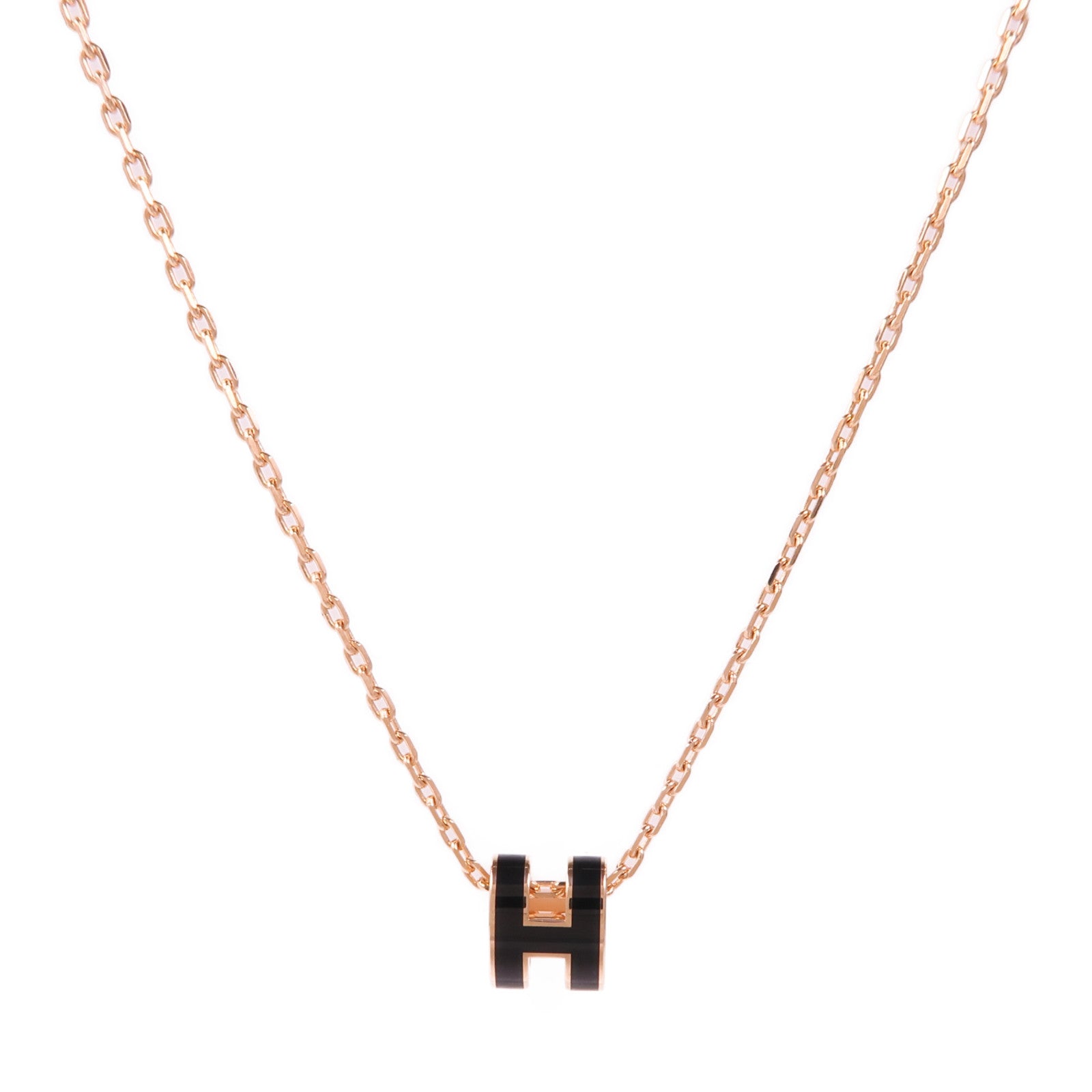 HERMES 金屬Mini Pop H Necklace項鍊Noir