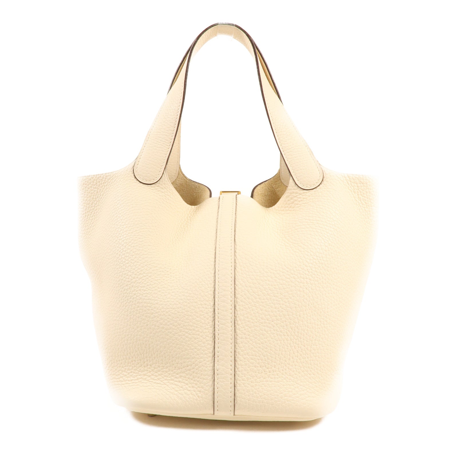 HERMES Clemence皮革Picotin MM金扣手挽袋Nata