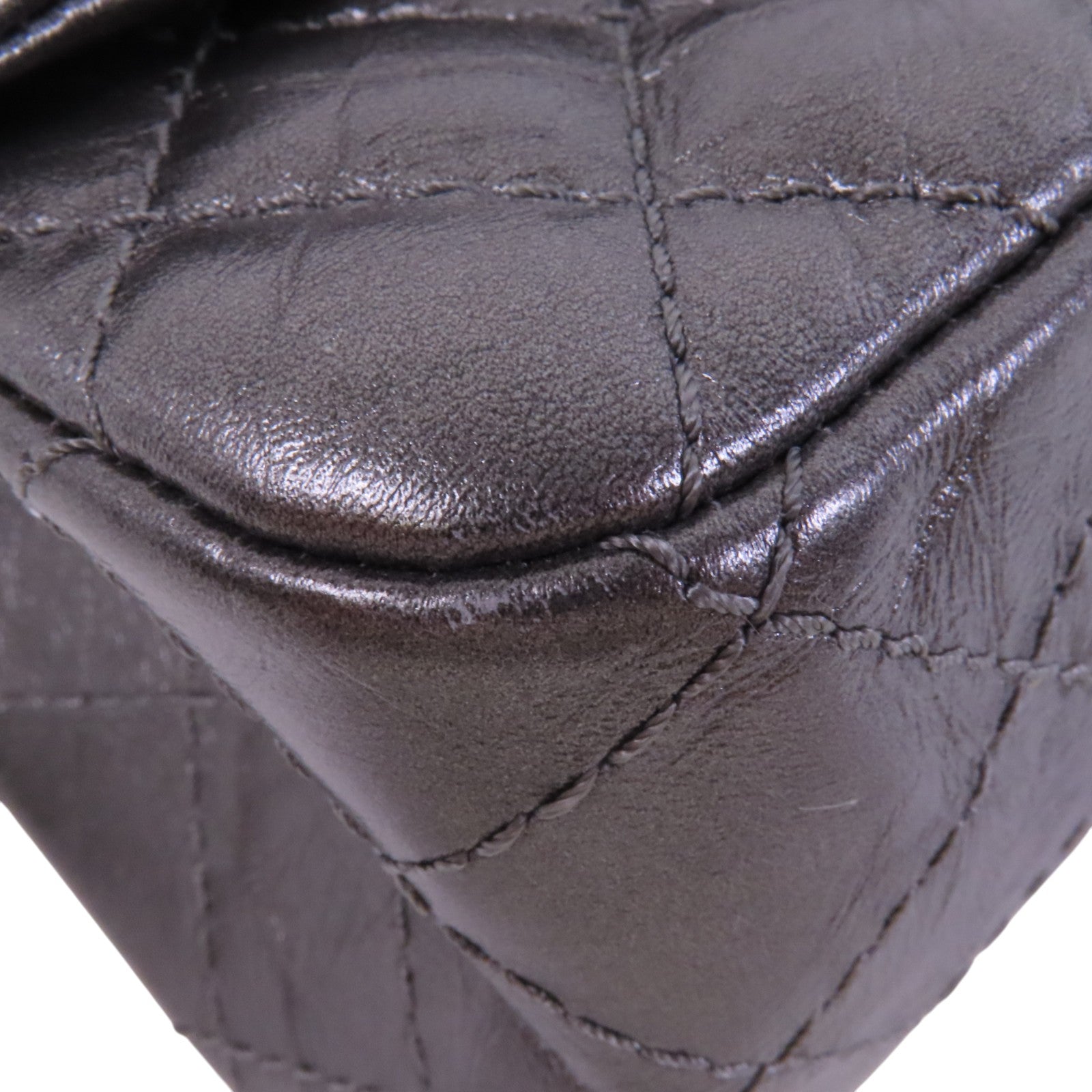 CHANEL 牛皮皮革2.55 24cm銀扣鏈帶肩背袋