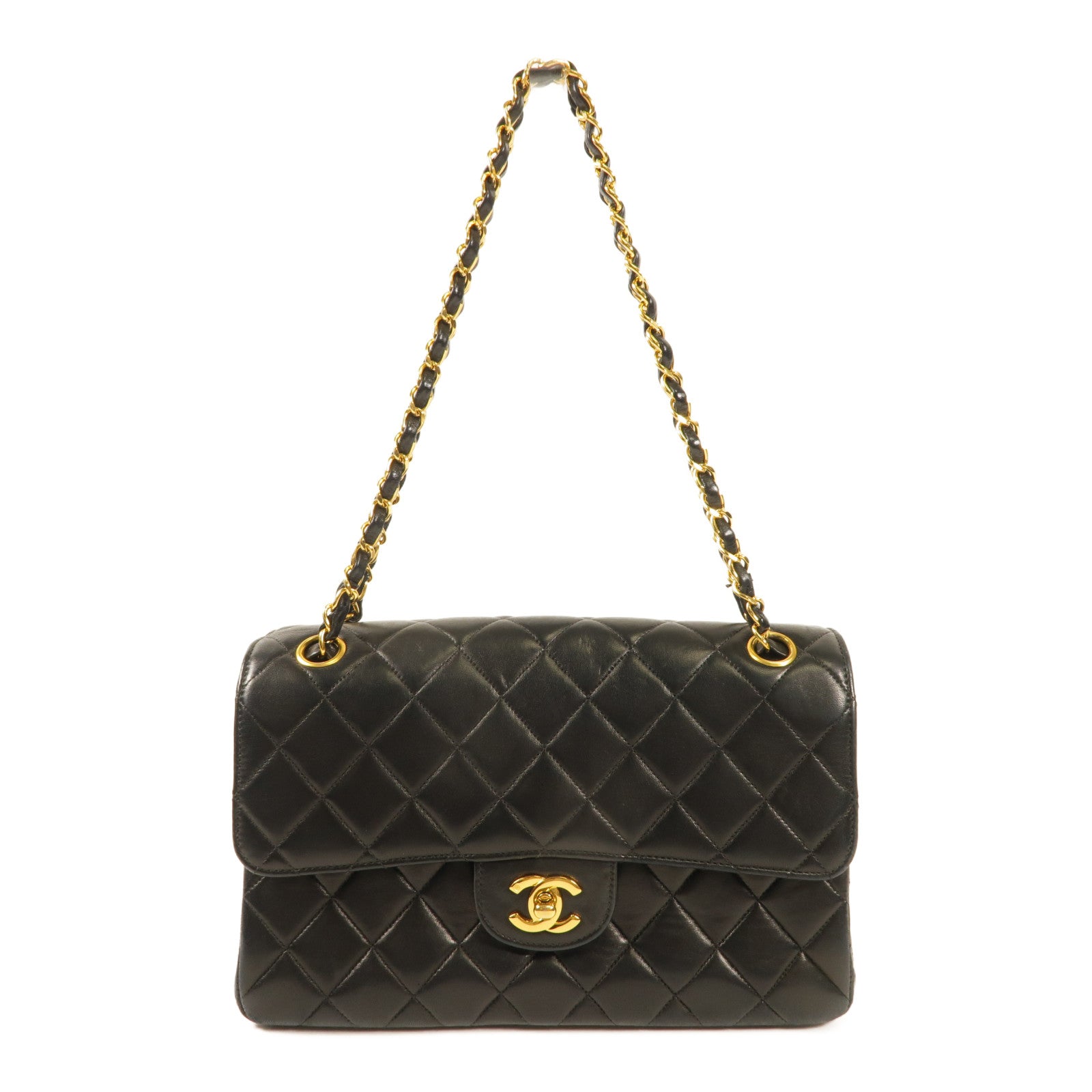CHANEL 羊皮皮革Vintage Chain Shoulder Bag金扣肩背袋