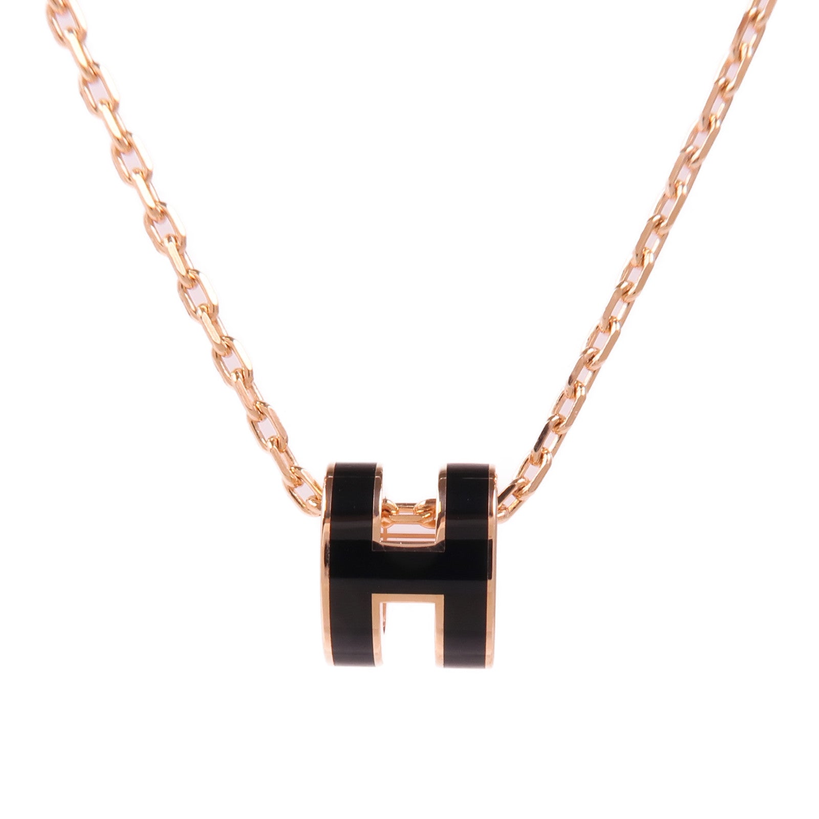 HERMES 金屬Mini Pop H Necklace項鍊Noir
