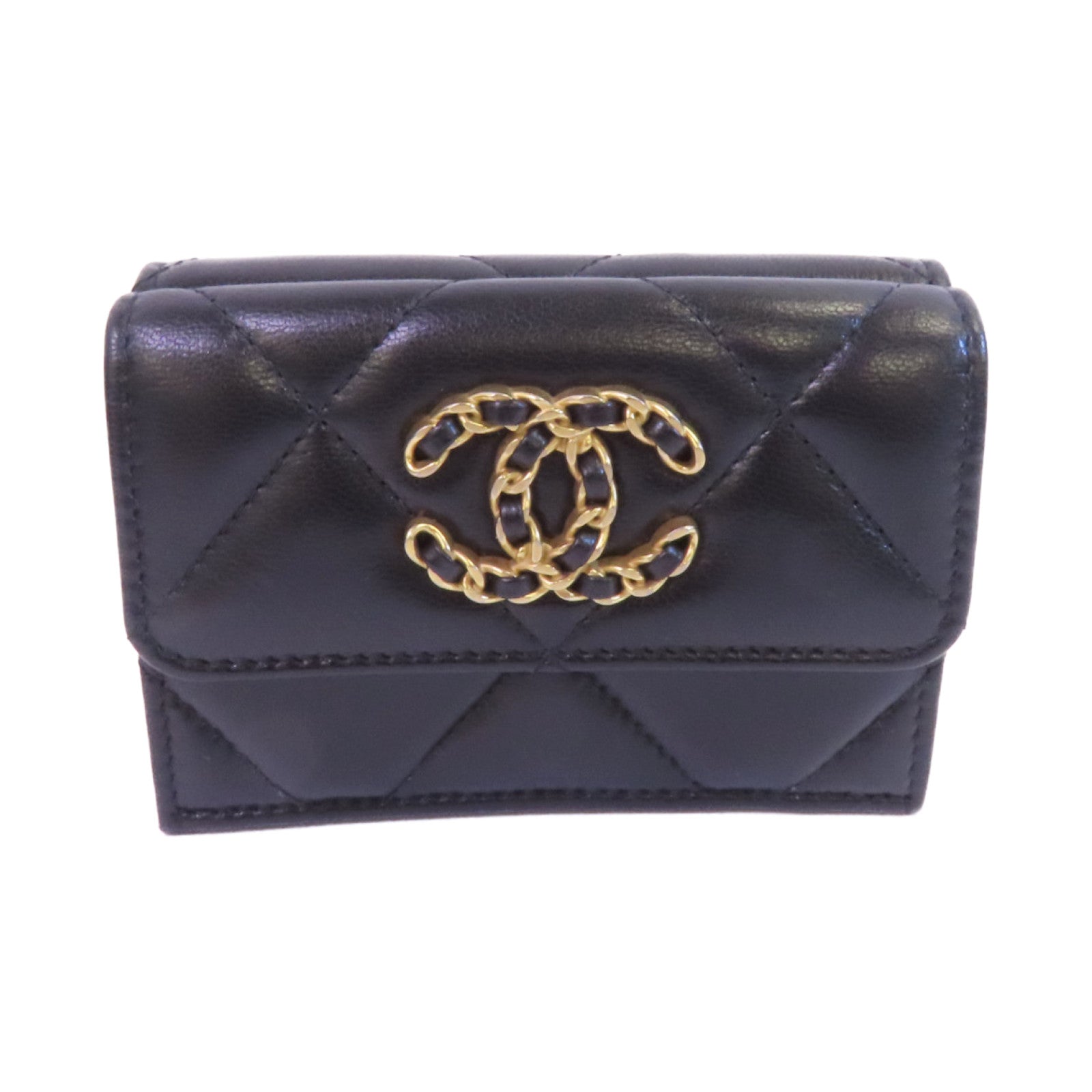 CHANEL 羊皮皮革C19 Wallet金扣錢包