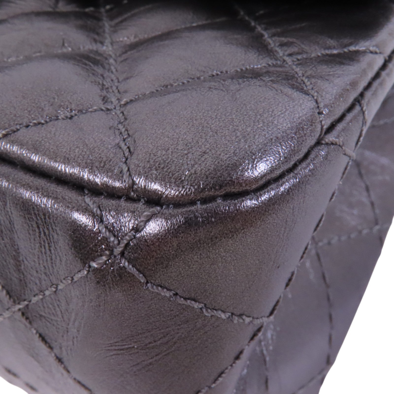 CHANEL 牛皮皮革2.55 24cm銀扣鏈帶肩背袋