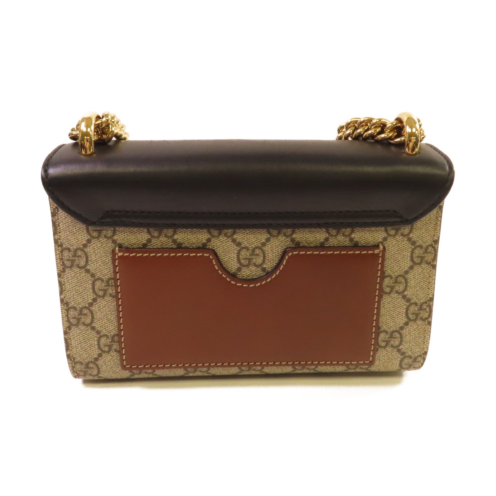 GUCCI 【激減優惠】塗層帆布Padlock GG Shoulder Bag金扣肩背袋啡色/黑色