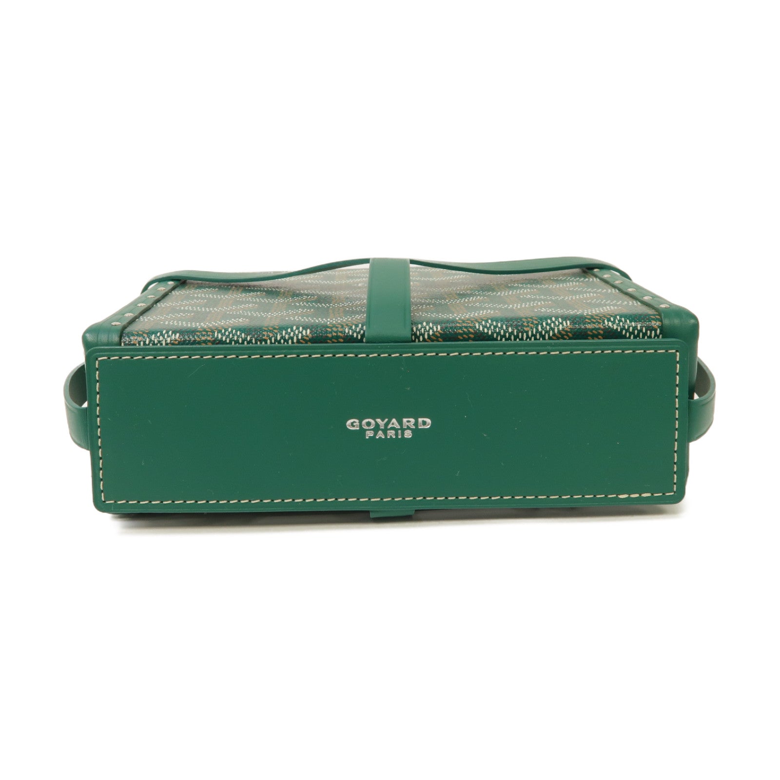 GOYARD 塗層帆布/皮革Minaudiere Trunk Bag銀扣肩背袋/手拿包綠色
