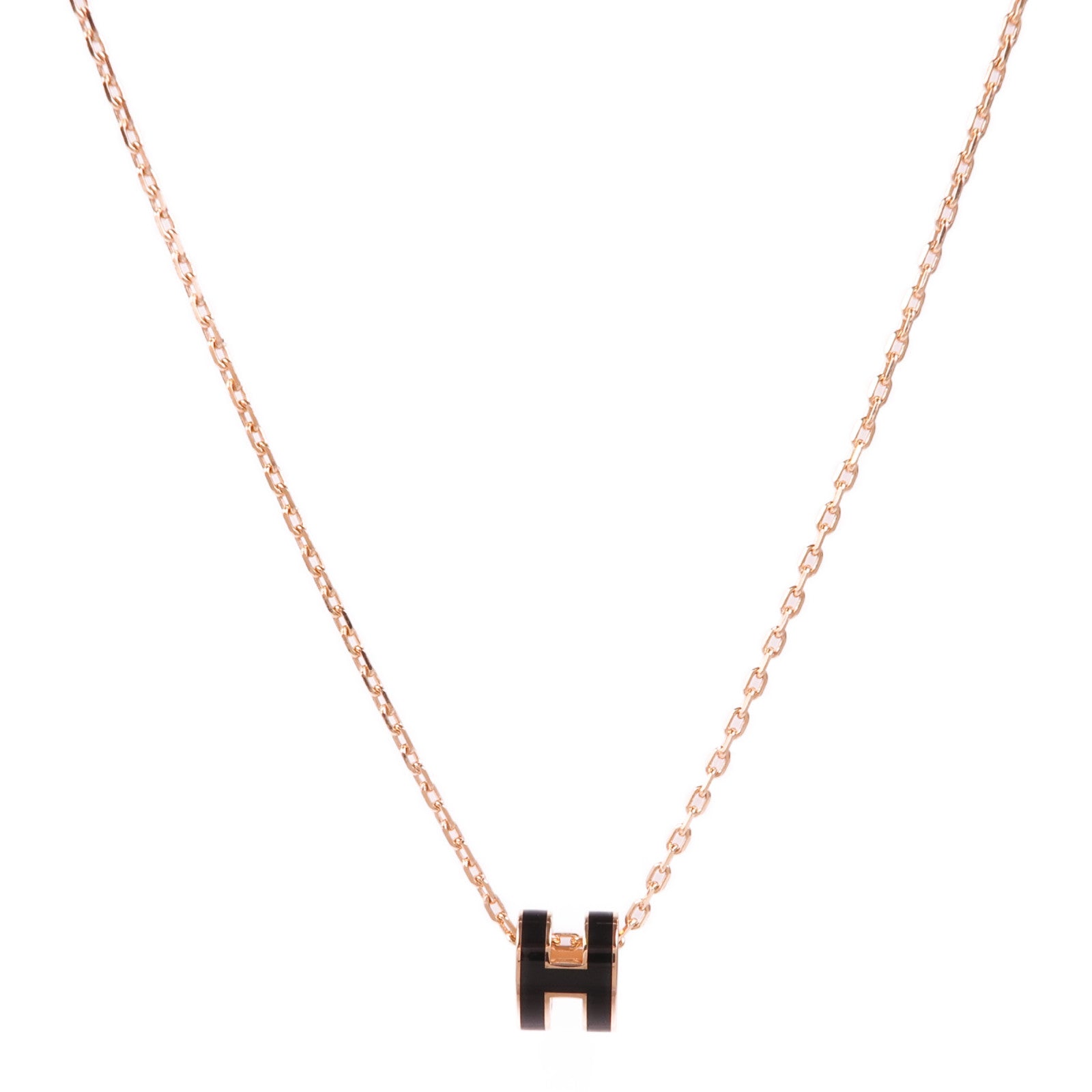 HERMES 金屬Mini Pop H Necklace項鍊Noir