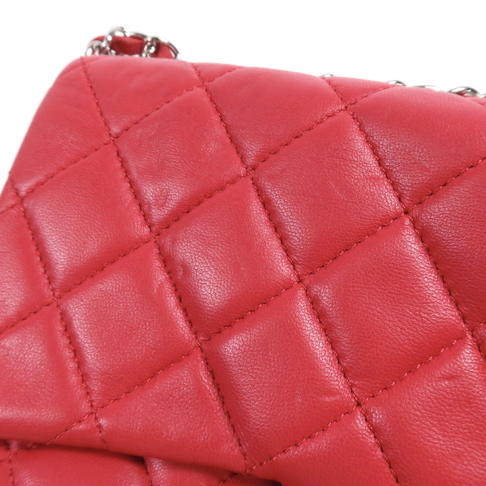 CHANEL 羊皮皮革Chain Shoulder銀扣鏈帶肩背袋