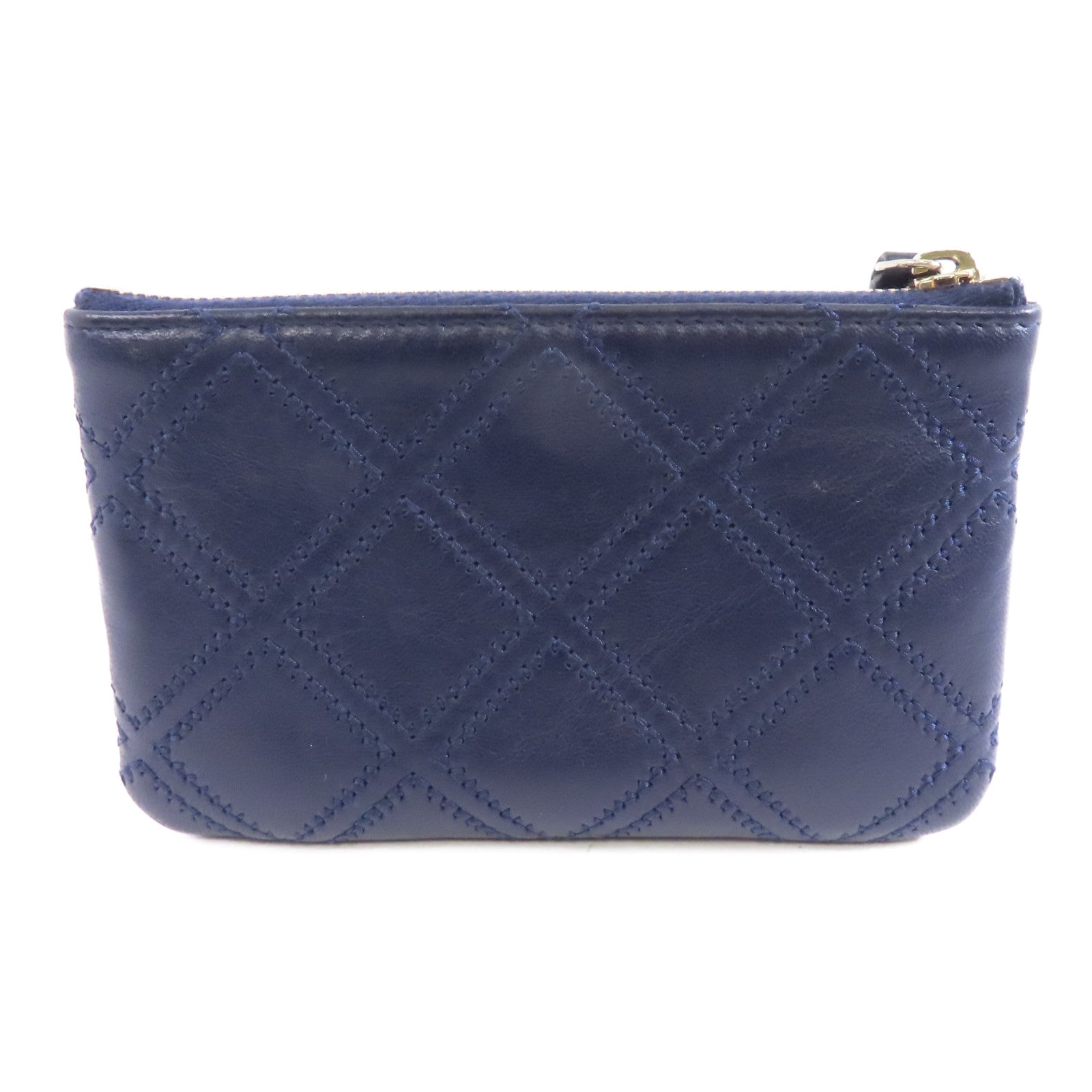 CHANEL 菱格羊皮皮革Clutch Bag金扣手拿包藍色