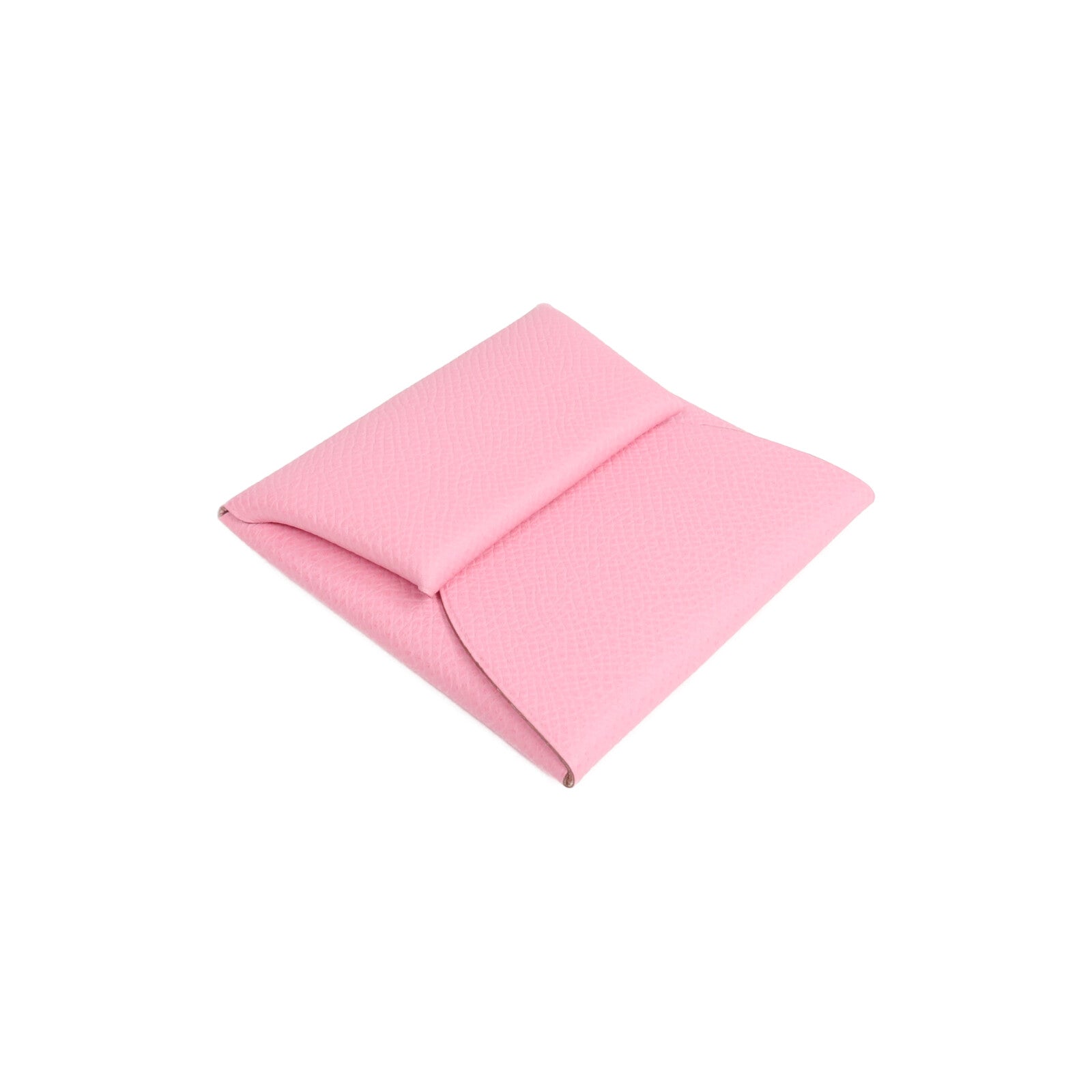 HERMES 【激減優惠】Epsom皮革Bastia銀扣零錢包Rose Azalee