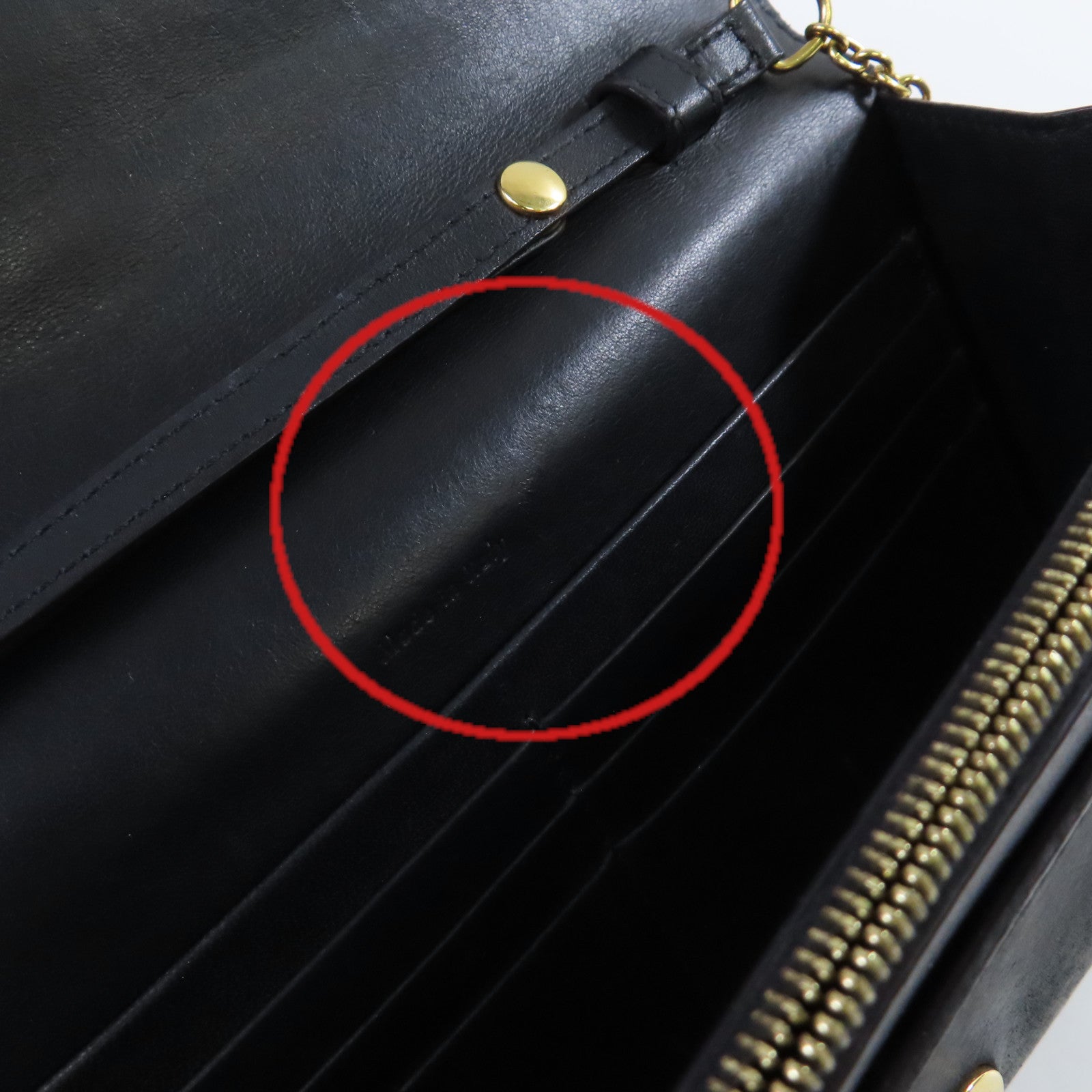 CELINE 牛皮皮革Wallet On Chain Shoulder Bag金扣鏈帶肩背袋黑色