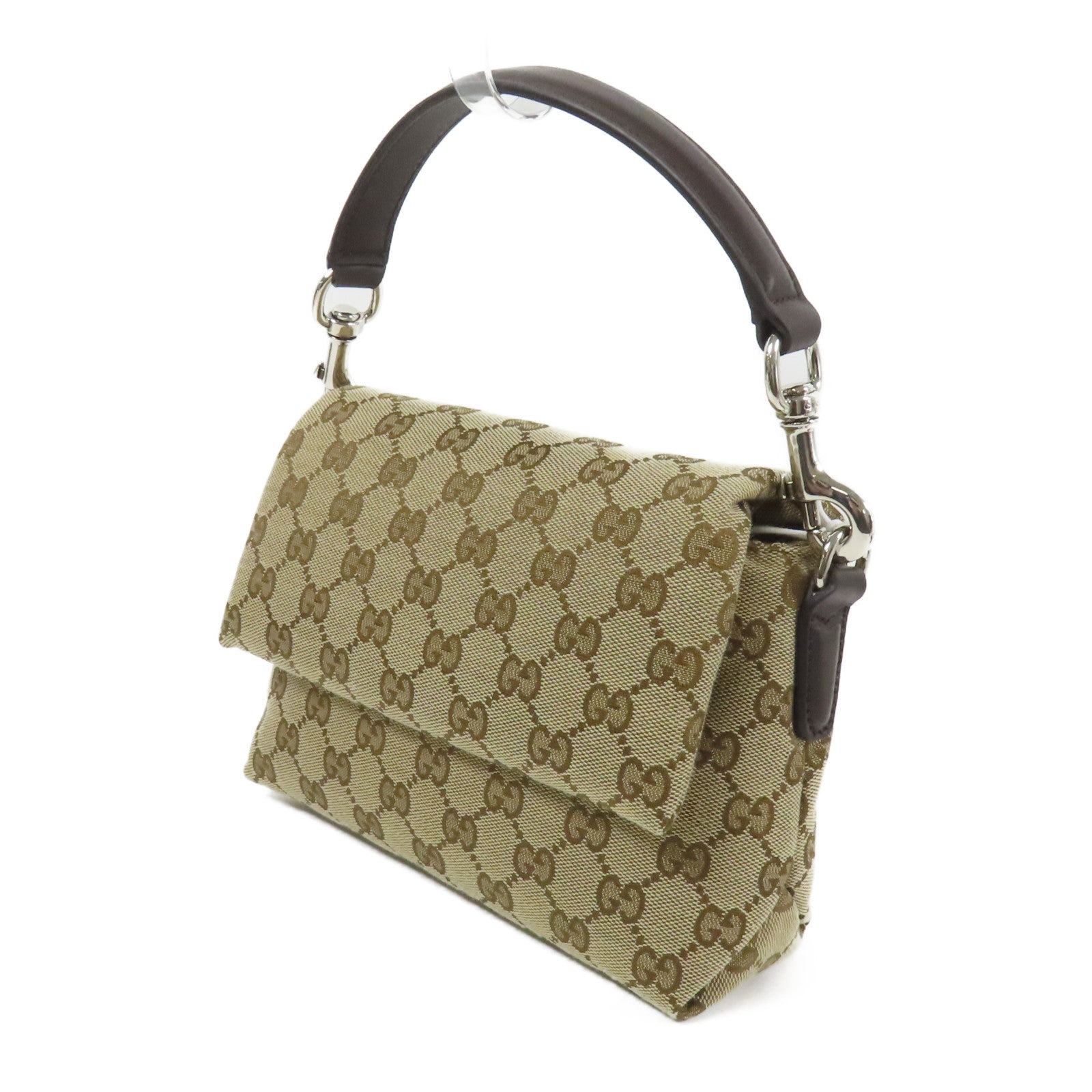 GUCCI 帆布Small Crossbody Bag銀扣肩背袋
