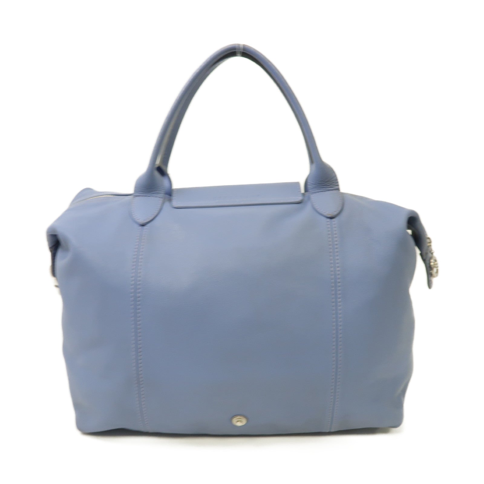 Longchamp 牛皮皮革2way Shoulder Bag銀扣手挽肩背兩用袋藍色
