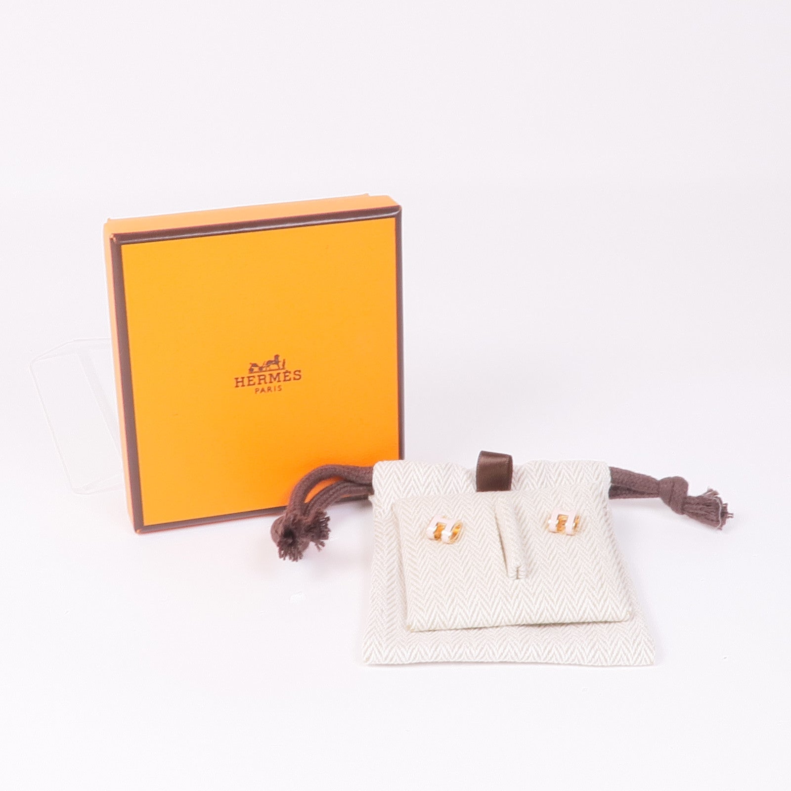 HERMES 金屬Mini Pop H Earrings耳環3Q Rose Sakura