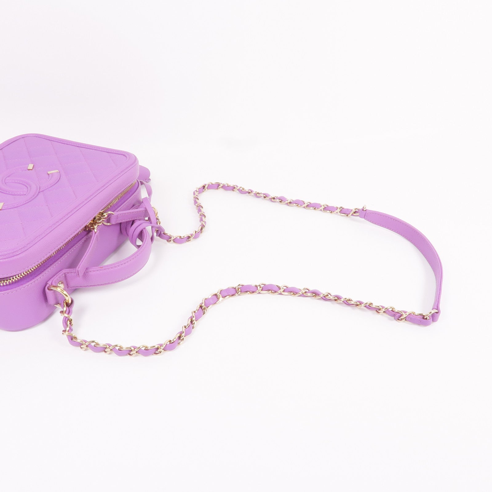 CHANEL 牛皮皮革Vanity Case金扣手挽肩背兩用袋