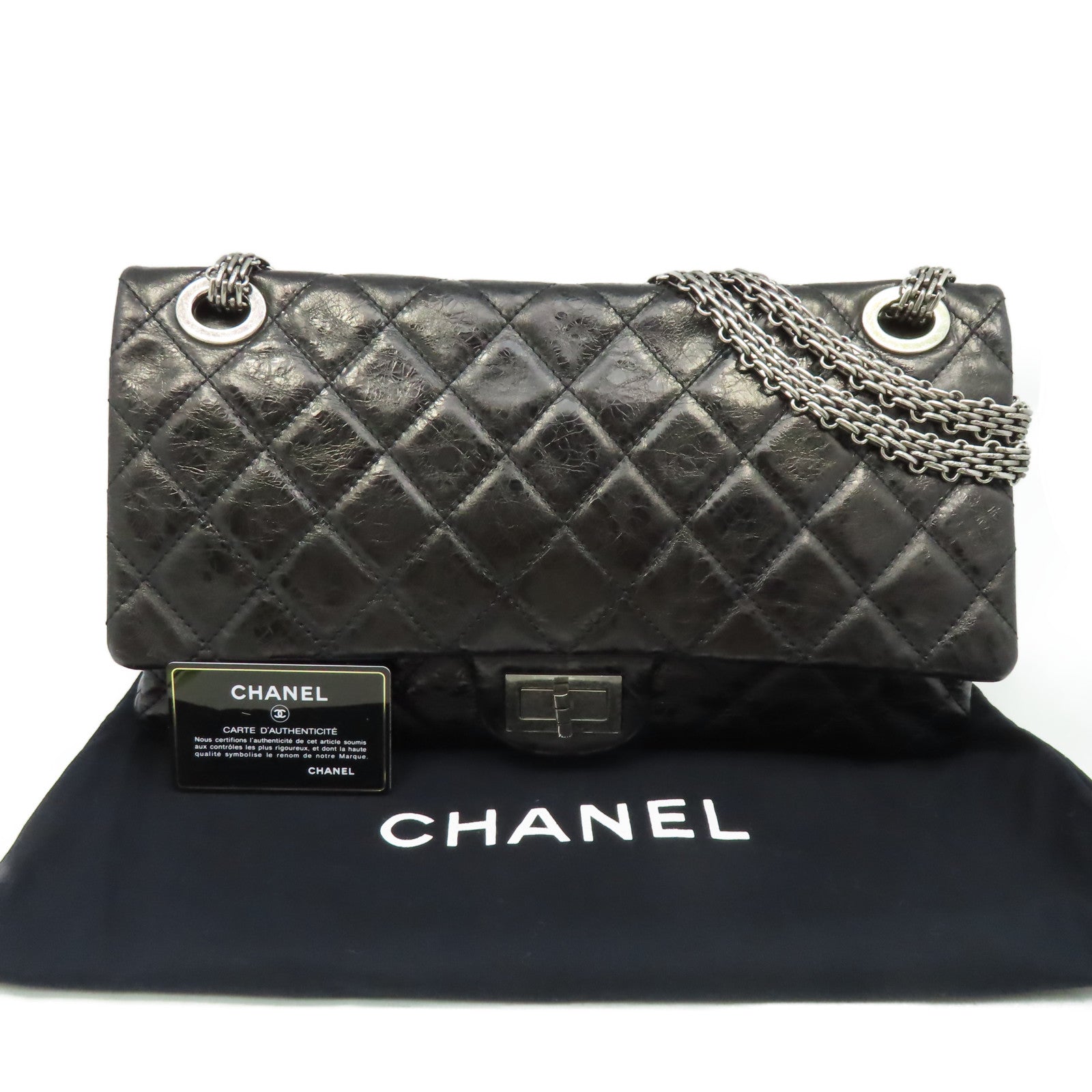 CHANEL 【清倉大減價】菱格羊皮皮革Chain Shoulder Bag銀扣鏈帶肩背袋黑色