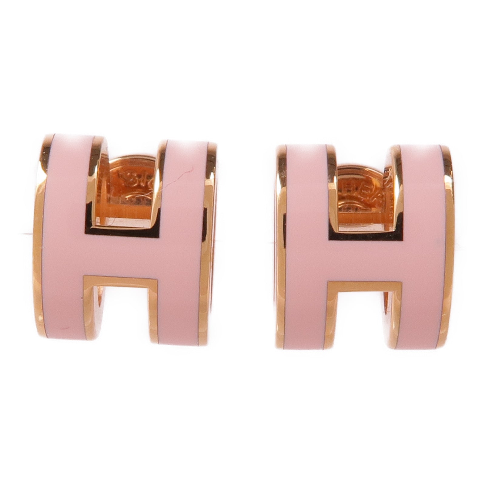 HERMES 金屬Mini Pop H Earrings耳環3Q Rose Sakura