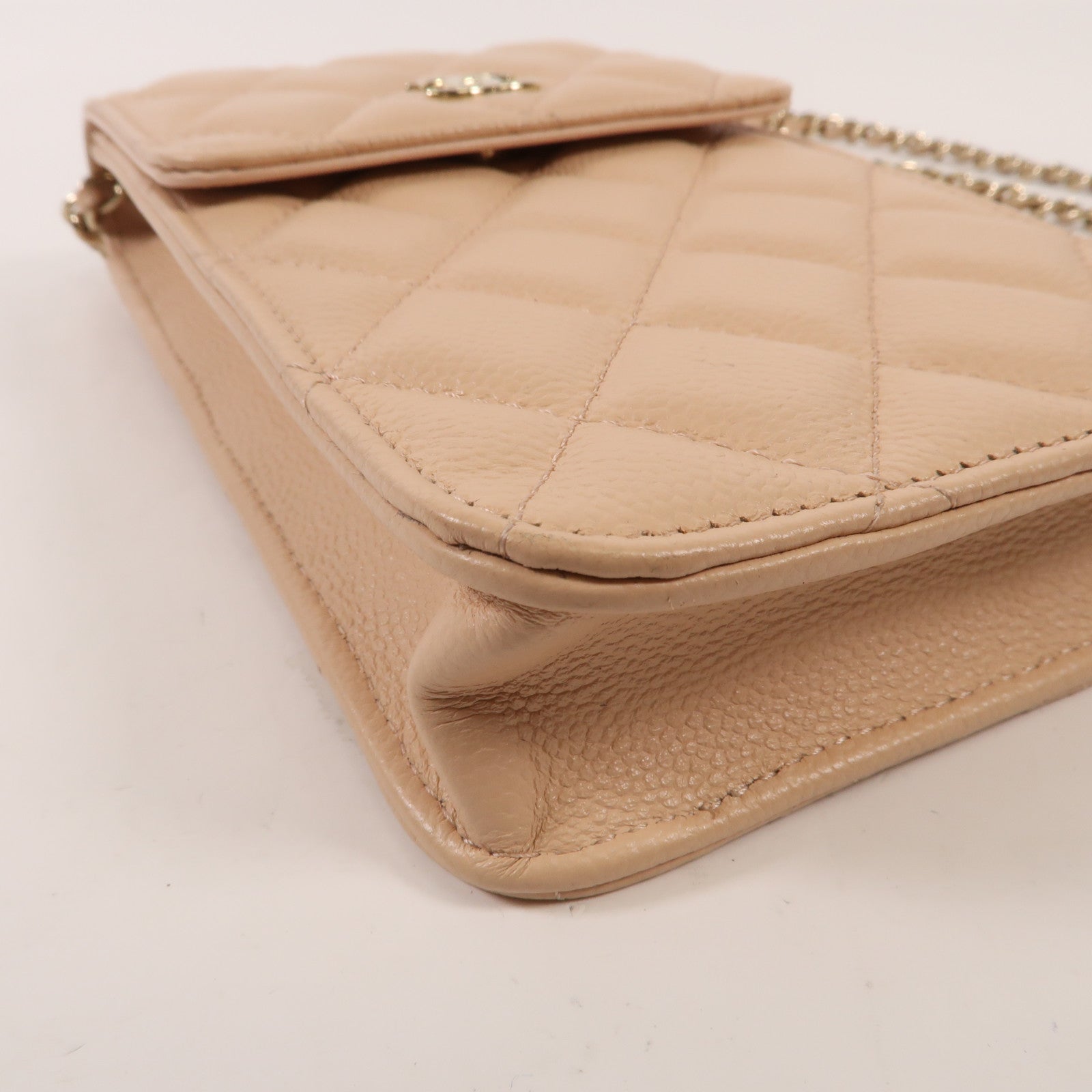 CHANEL 牛皮皮革Phone Bag金扣鏈帶肩背袋