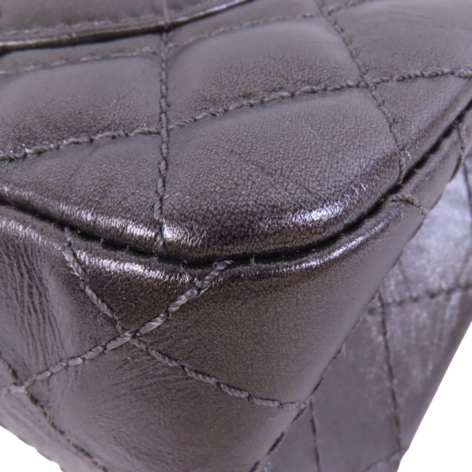 CHANEL 牛皮皮革2.55 24cm銀扣鏈帶肩背袋