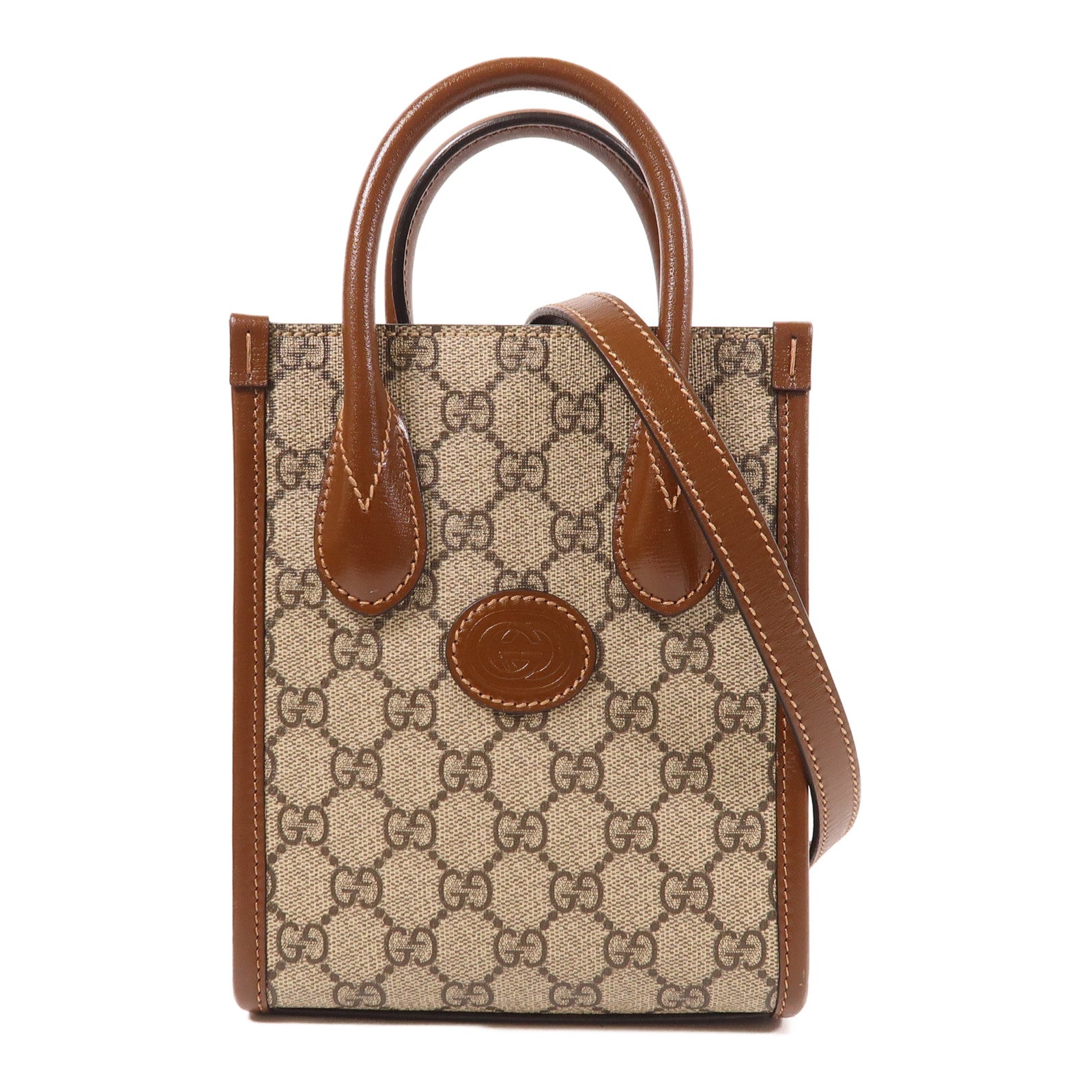 GUCCI 塗層帆布Mini Tote Bag With Interlocking G金扣手挽肩背兩用袋