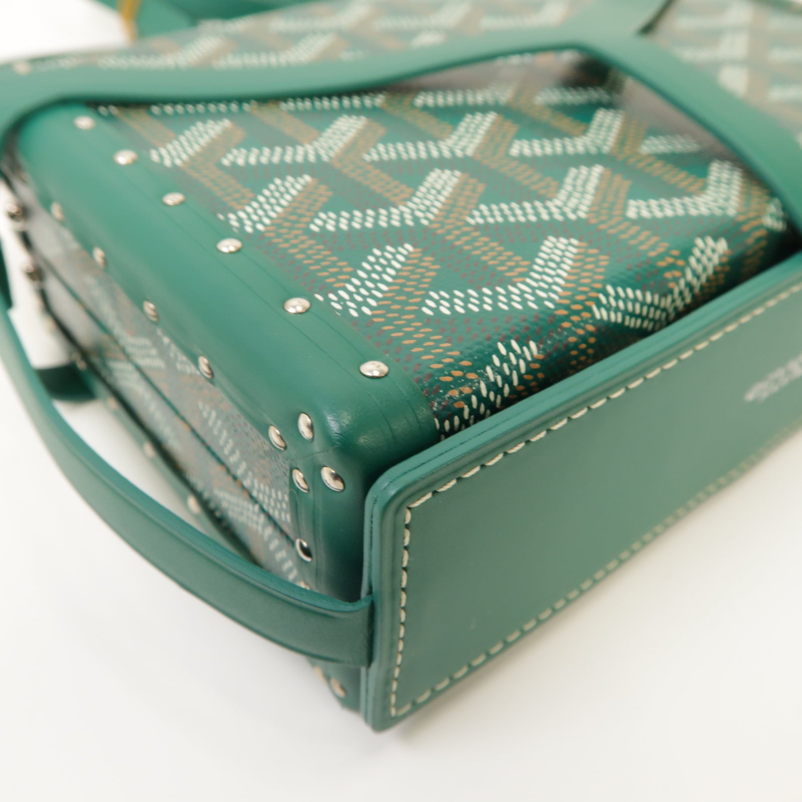 GOYARD 塗層帆布/皮革Minaudiere Trunk Bag銀扣肩背袋/手拿包綠色