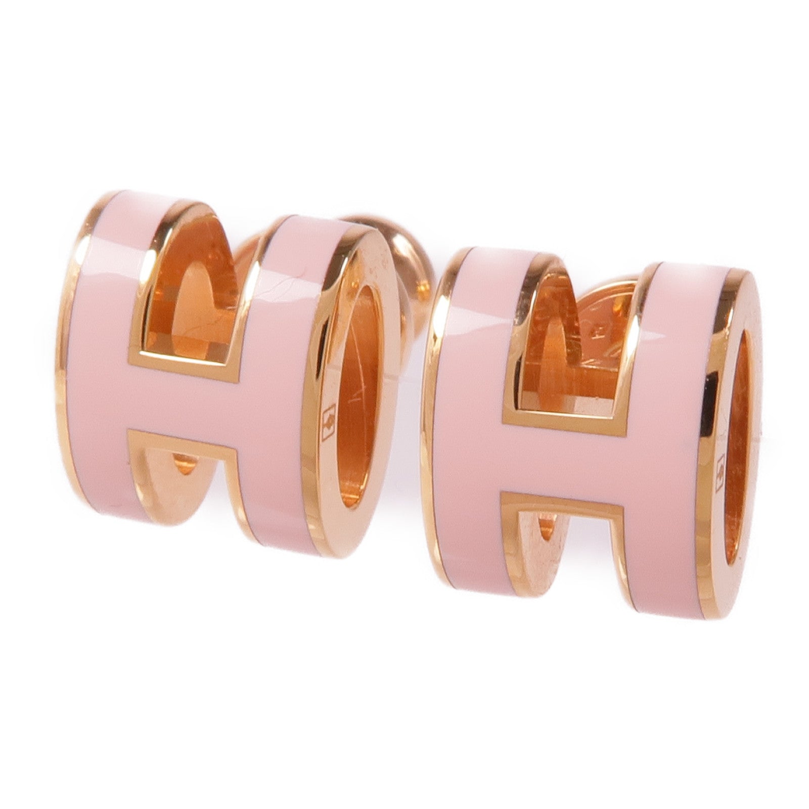 HERMES 金屬Mini Pop H Earrings耳環3Q Rose Sakura