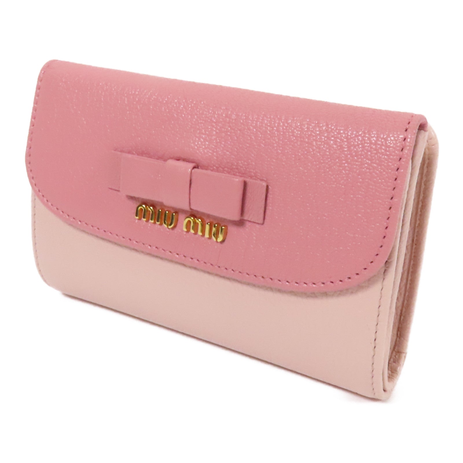 Miu Miu 牛皮皮革Trifold Wallet金扣錢包