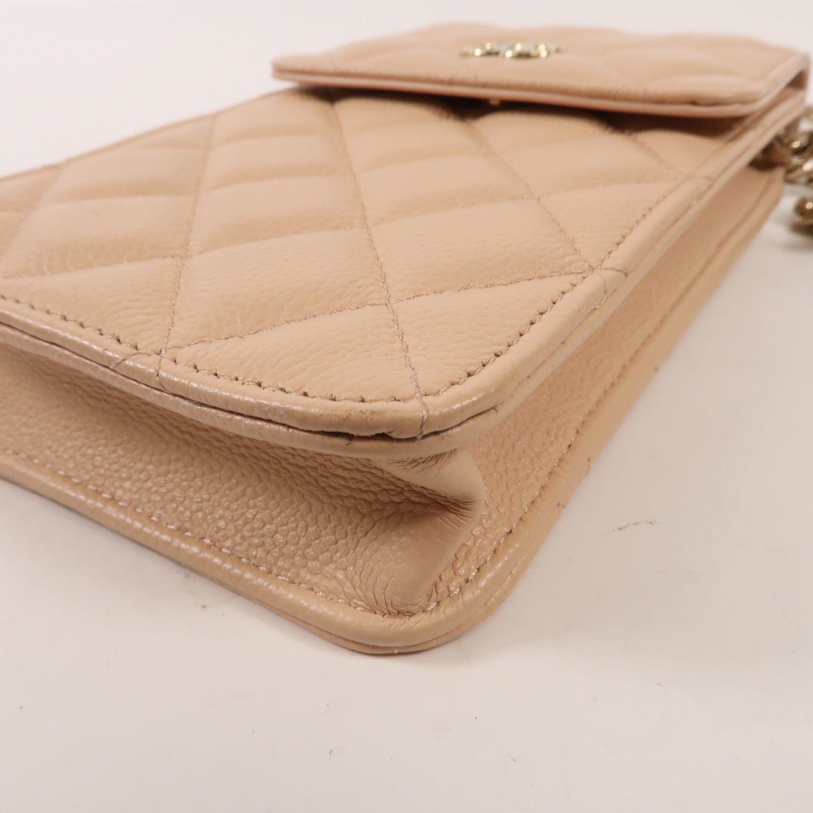 CHANEL 牛皮皮革Phone Bag金扣鏈帶肩背袋