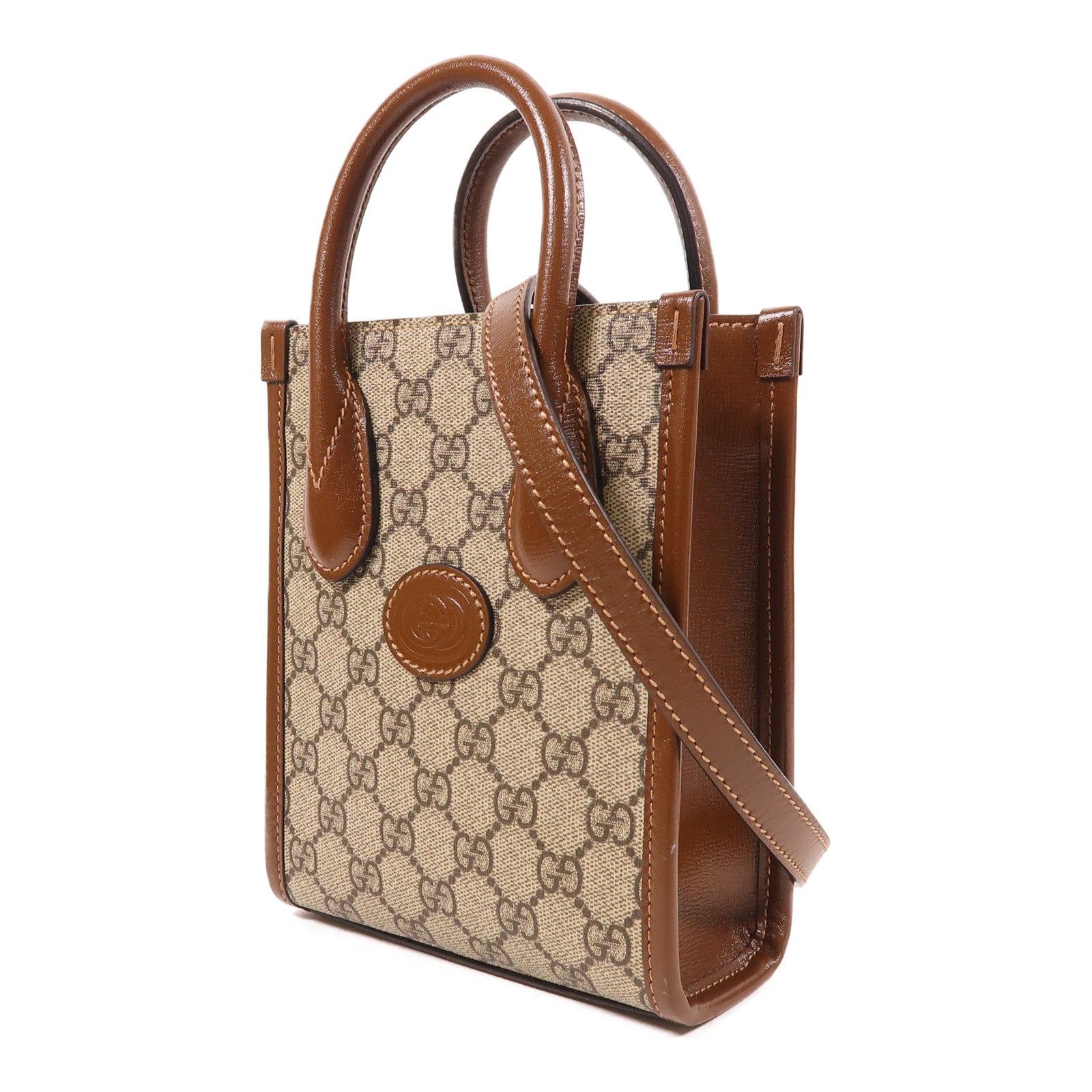 GUCCI 塗層帆布Mini Tote Bag With Interlocking G金扣手挽肩背兩用袋