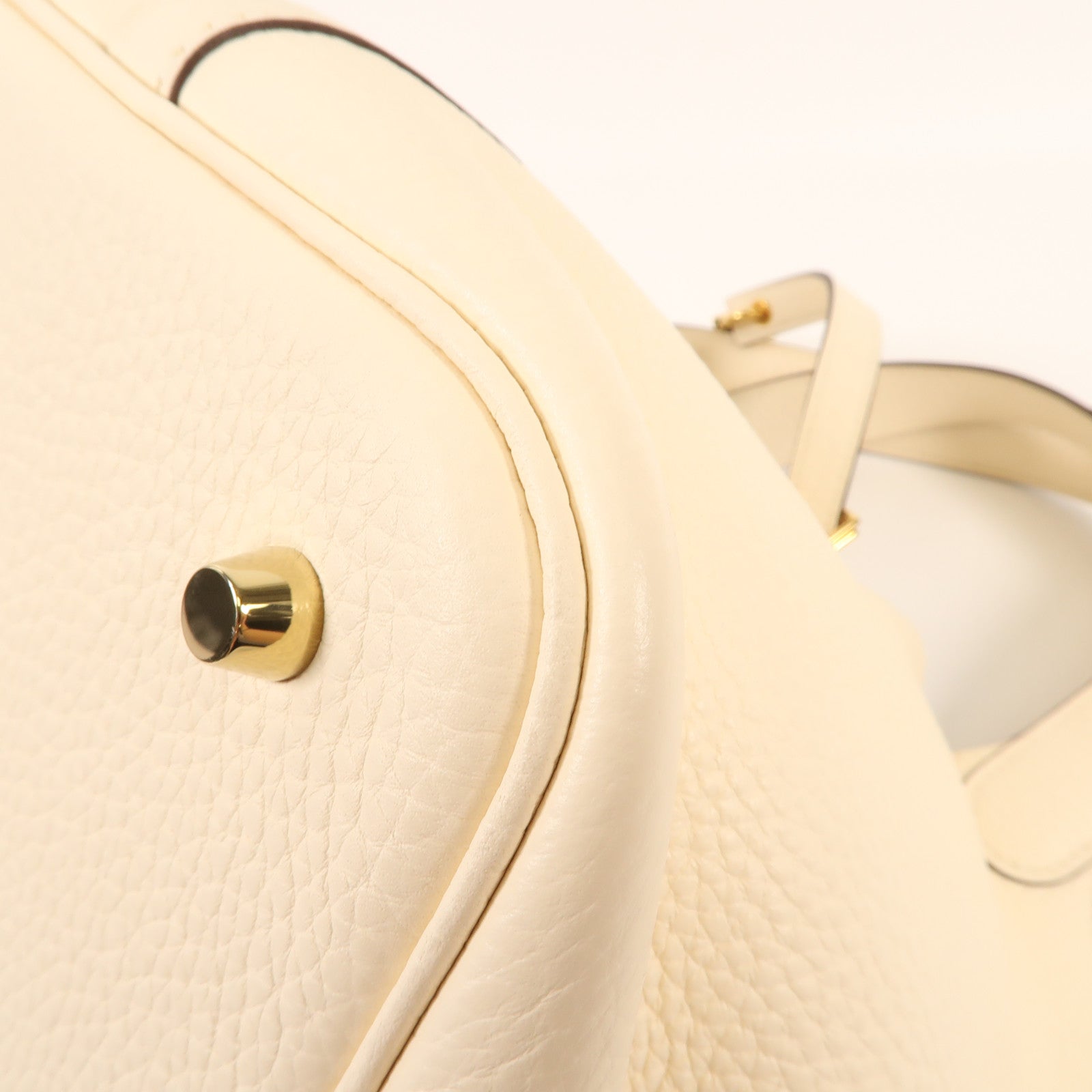 HERMES Clemence皮革Picotin MM金扣手挽袋Nata